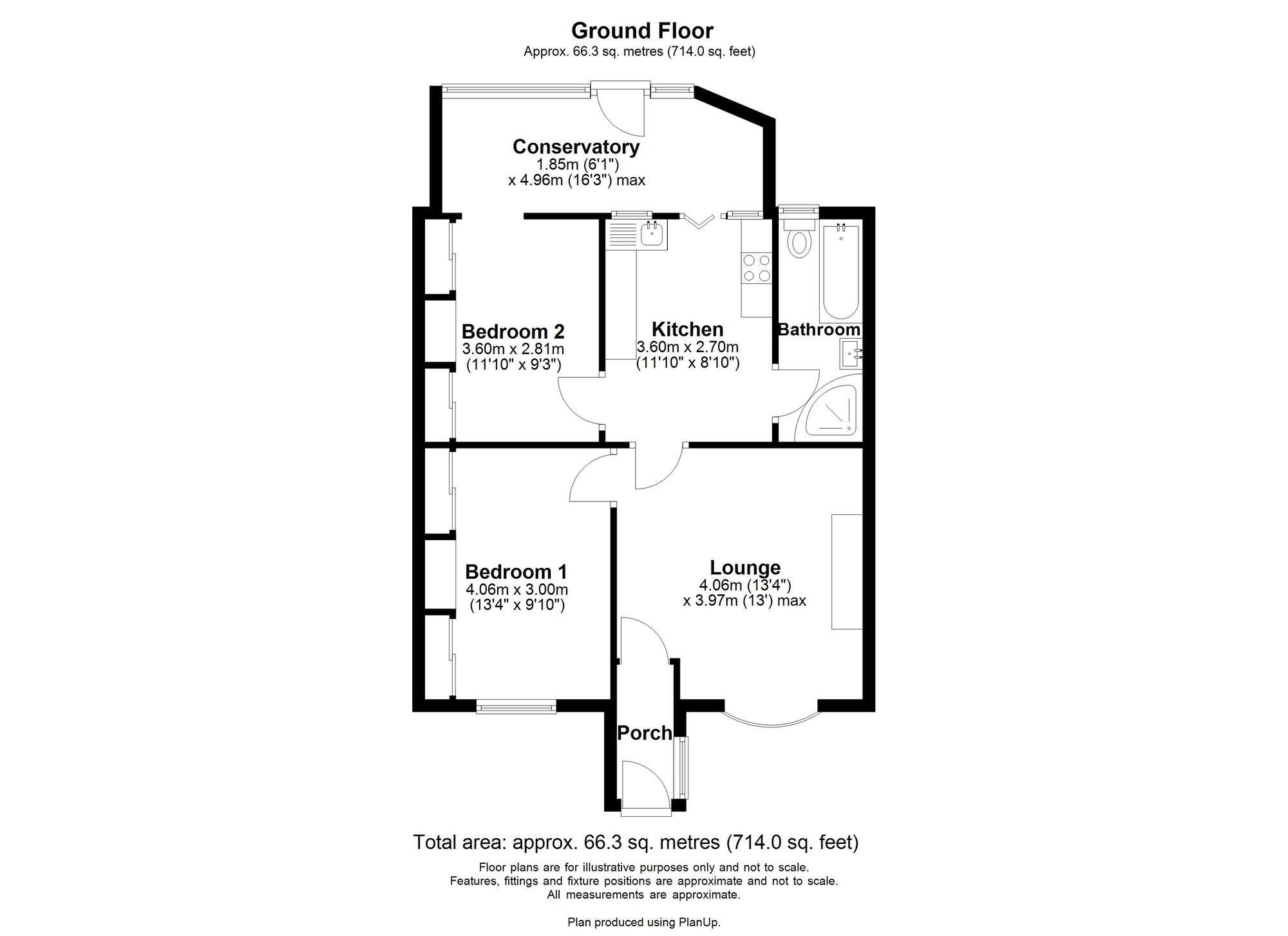 Floorplan of 2 bedroom Mid Terrace Bungalow for sale, Mill Road, Chopwell, Tyne and Wear, NE17