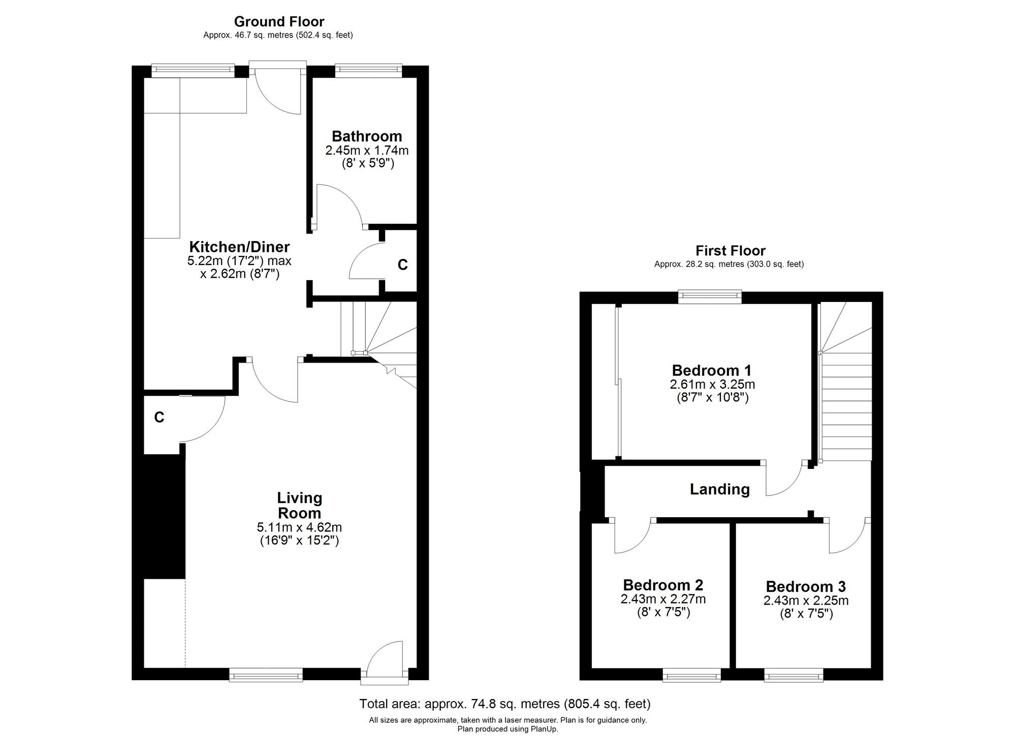 Floorplan of 3 bedroom Mid Terrace House for sale, Thames Street, Chopwell, Tyne and Wear, NE17