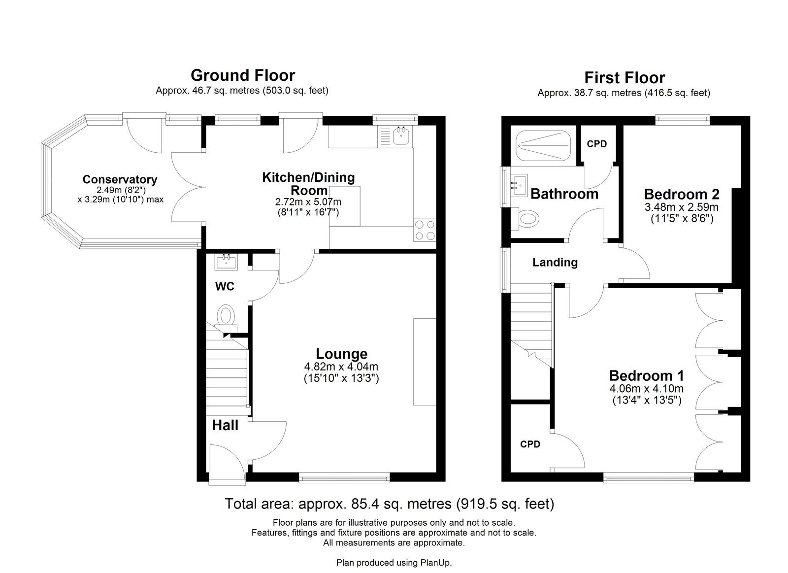 Floorplan of 2 bedroom Semi Detached House for sale, Lintzford Road, Rowlands Gill, Tyne and Wear, NE39