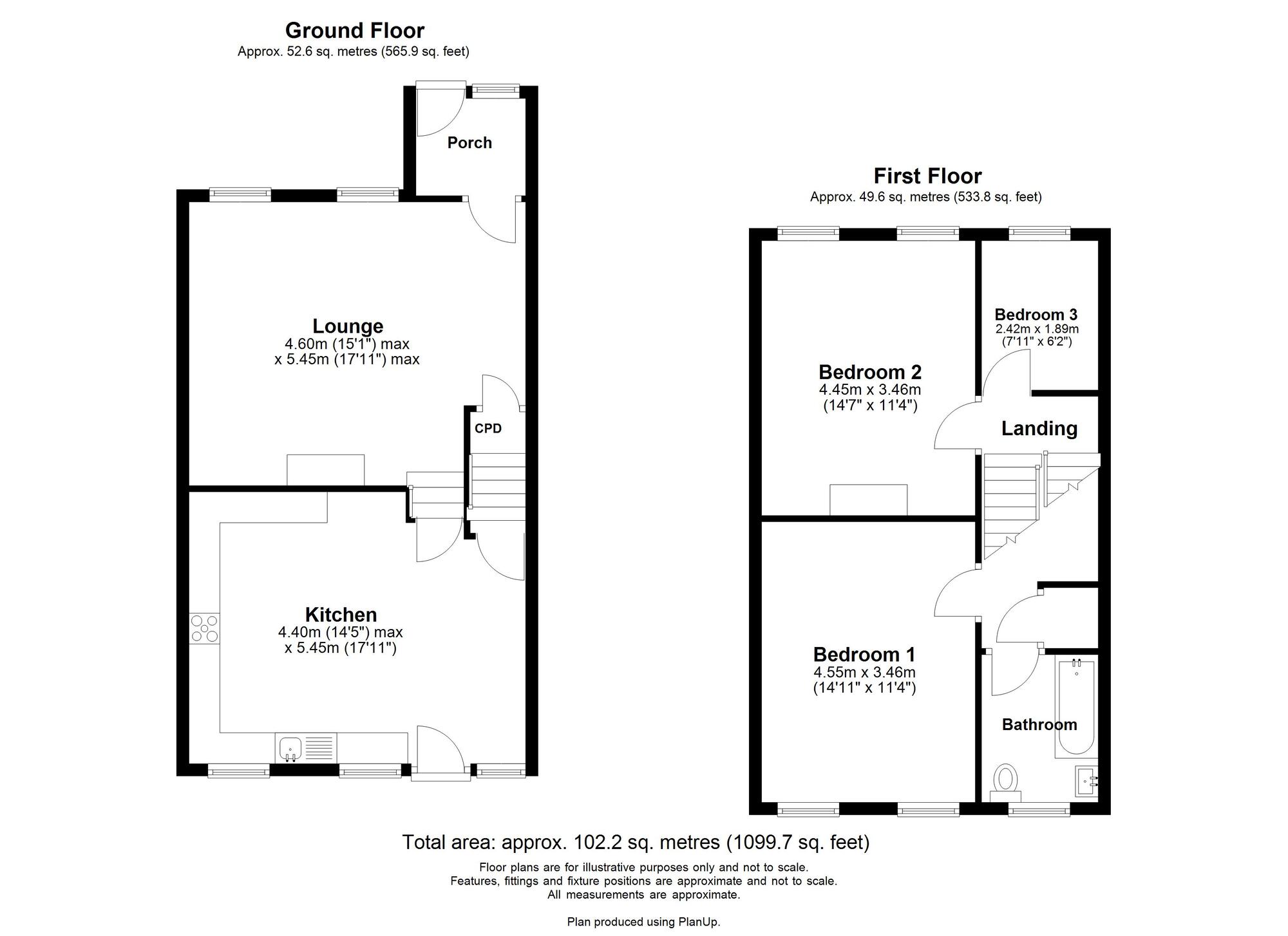 Floorplan of 3 bedroom Semi Detached House for sale, Derwent Cote, Hamsterley Colliery, Durham, NE17