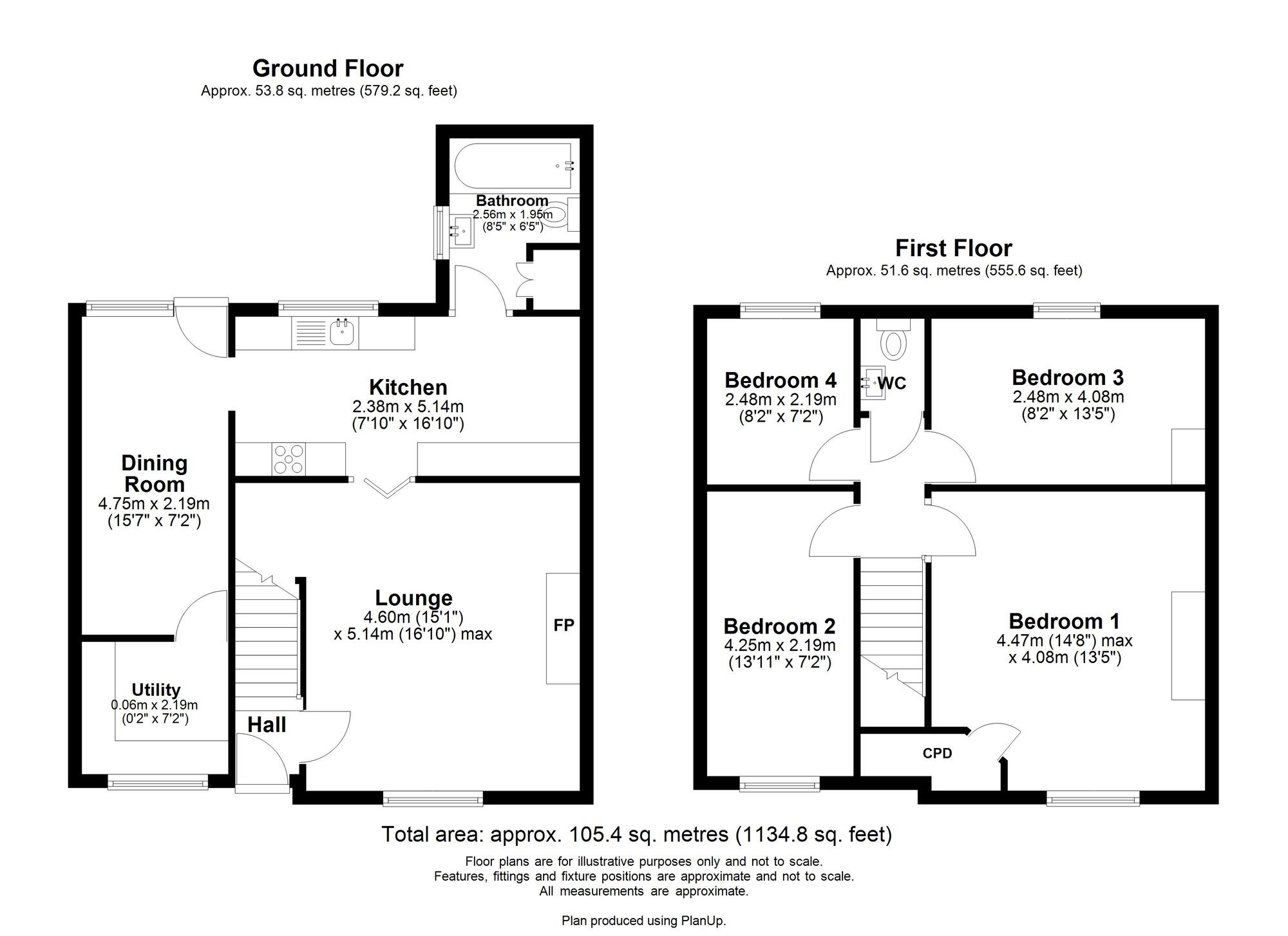 Floorplan of 4 bedroom Semi Detached House for sale, Highfield Road, Rowlands Gill, Tyne and Wear, NE39