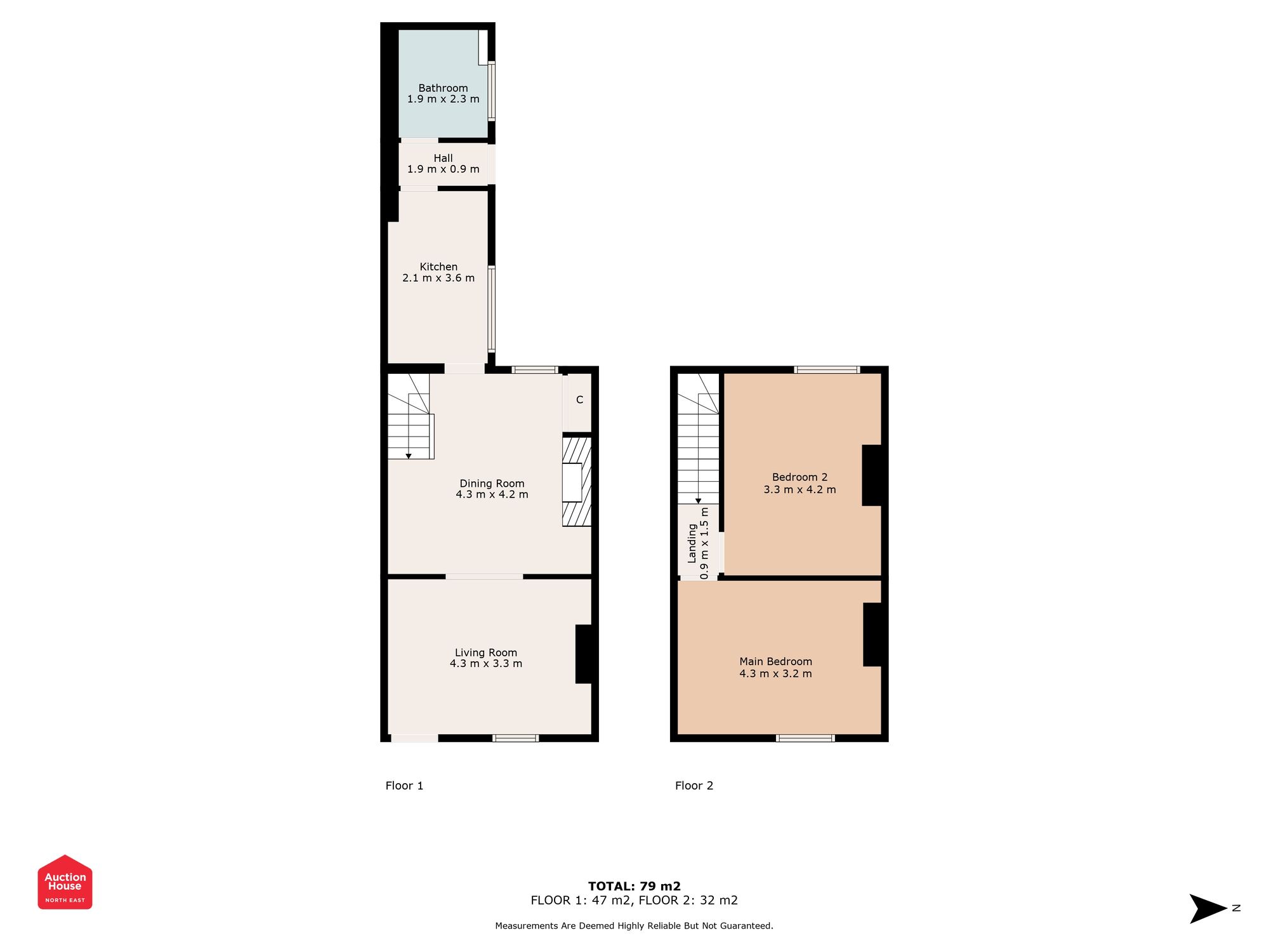 Floorplan of 2 bedroom Mid Terrace House for sale, Ravenside Terrace, Chopwell, Tyne and Wear, NE17