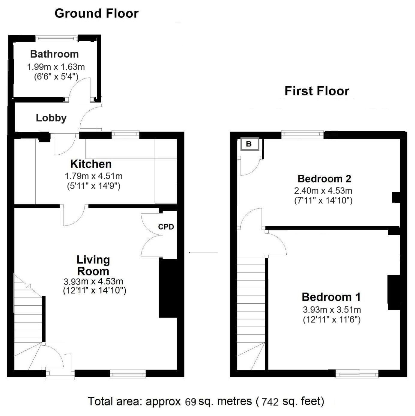 Floorplan of 2 bedroom Mid Terrace House for sale, Tweed Street, Chopwell, Tyne and Wear, NE17