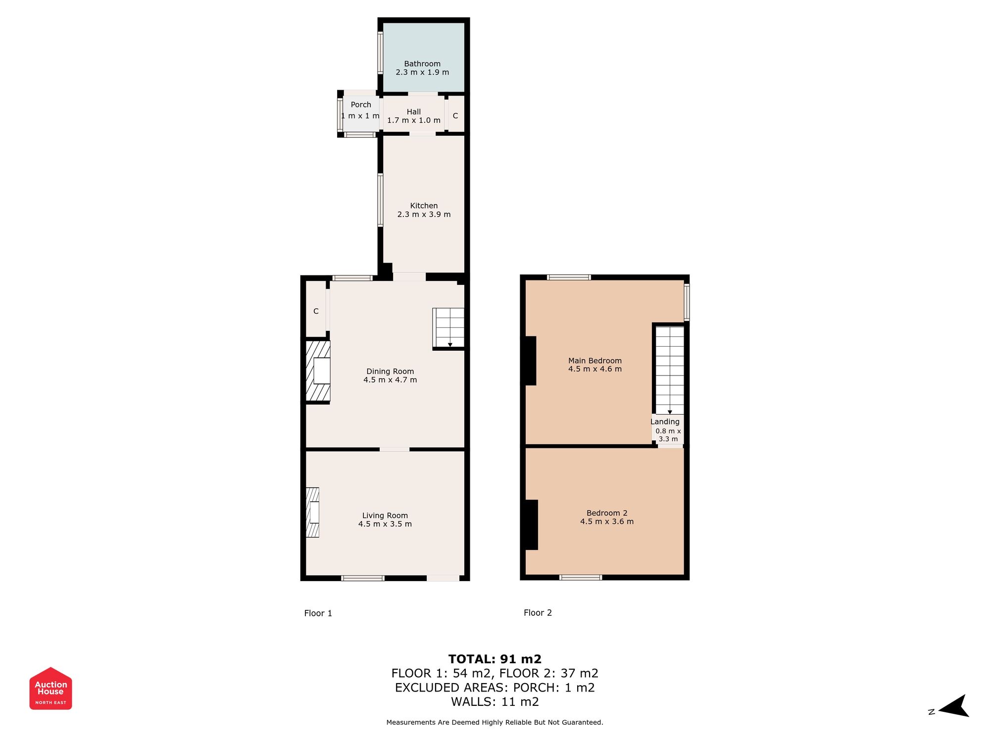 Floorplan of 2 bedroom Mid Terrace House for sale, Mersey Street, Chopwell, Tyne and Wear, NE17