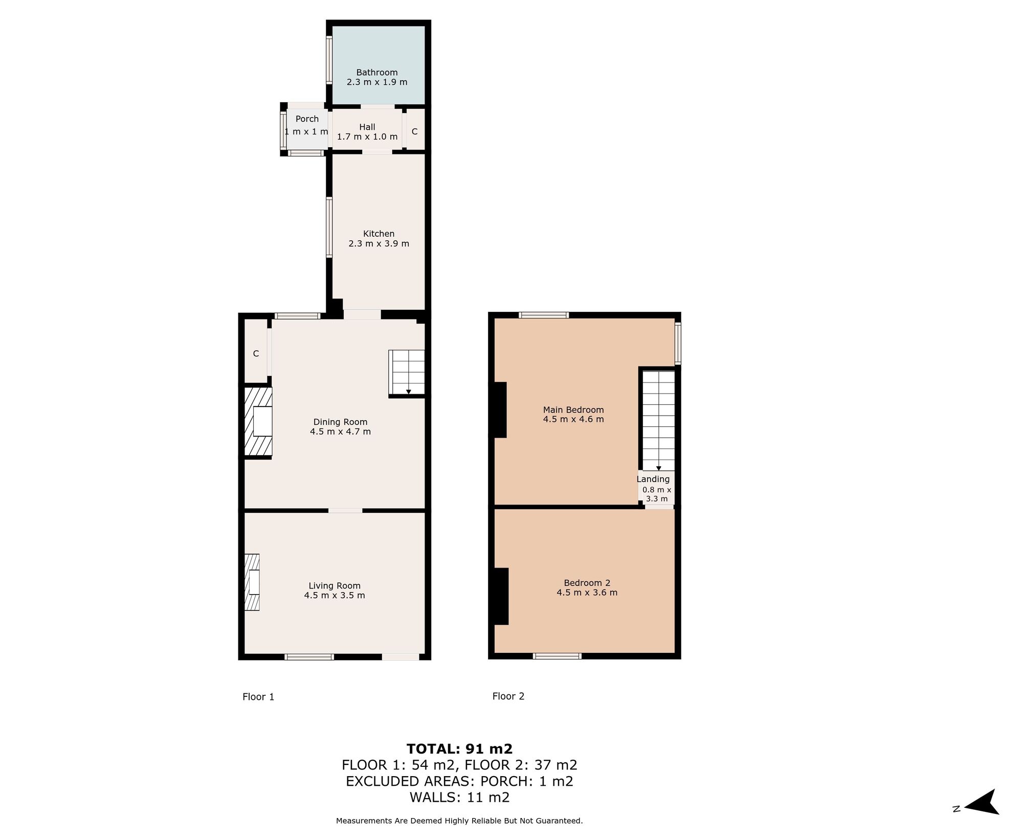 Floorplan of 2 bedroom Mid Terrace House for sale, Mersey Street, Chopwell, Tyne and Wear, NE17