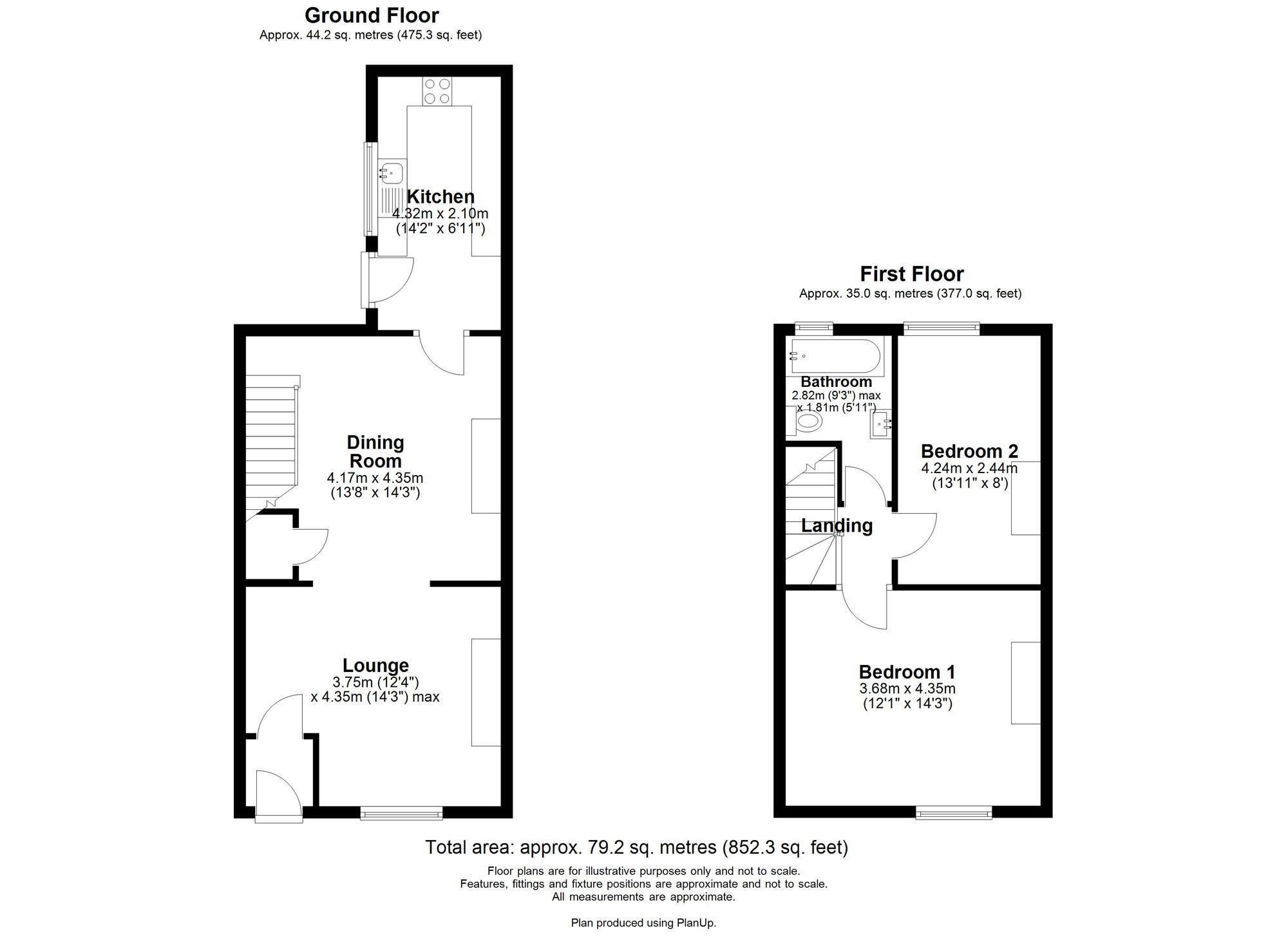 Floorplan of 2 bedroom Mid Terrace House for sale, Hillford Terrace, Chopwell, Tyne and Wear, NE17