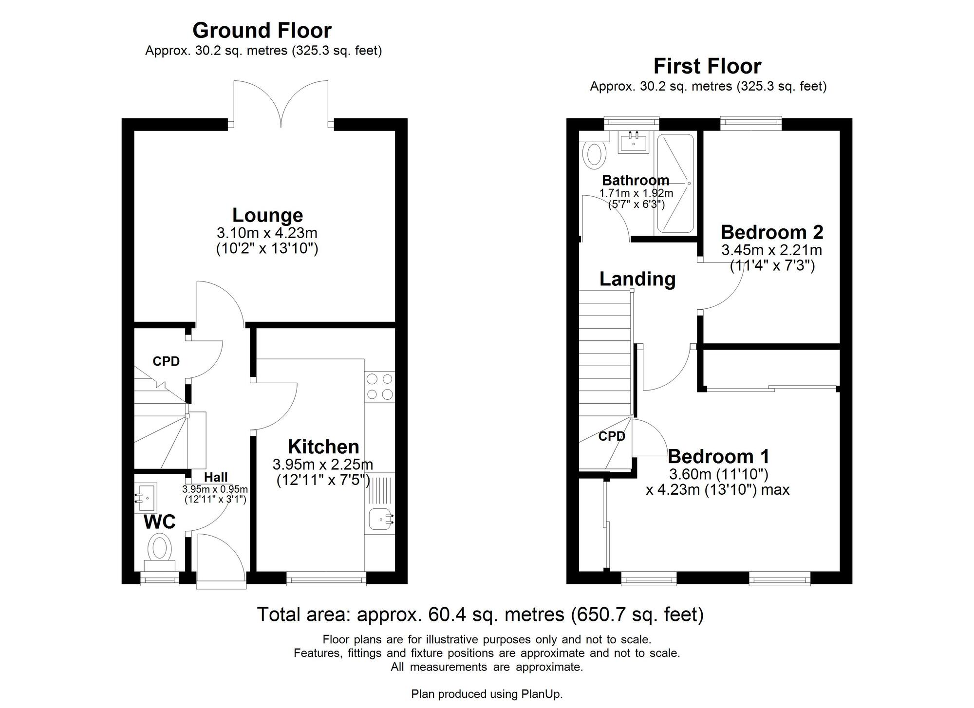 Floorplan of 2 bedroom Semi Detached House for sale, Dobson Close, High Spen, Tyne and Wear, NE39