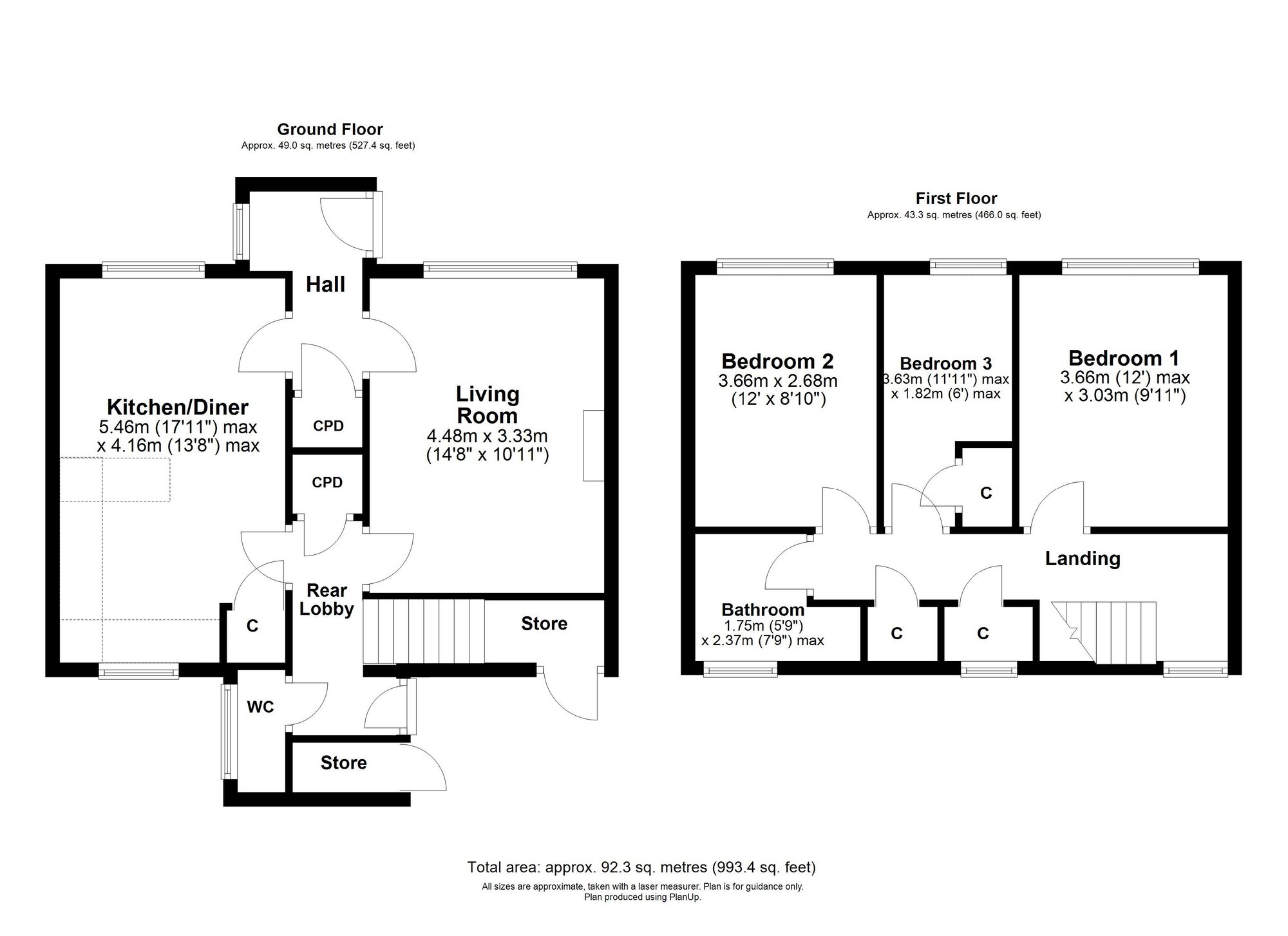 Floorplan of 3 bedroom End Terrace House for sale, Chapel View, Rowlands Gill, Tyne and Wear, NE39