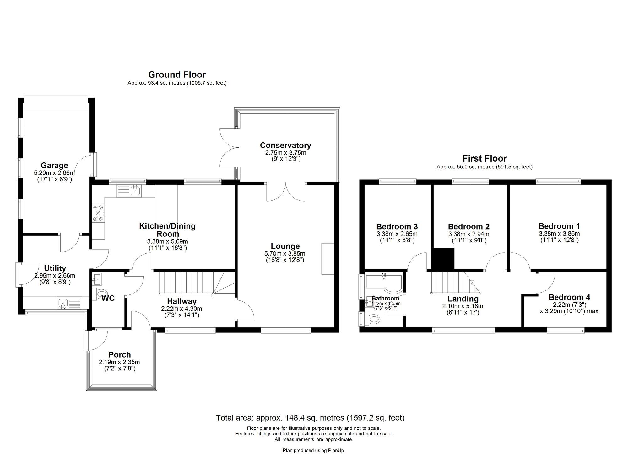 Floorplan of 4 bedroom Detached House for sale, Ponthaugh, Rowlands Gill, NE39