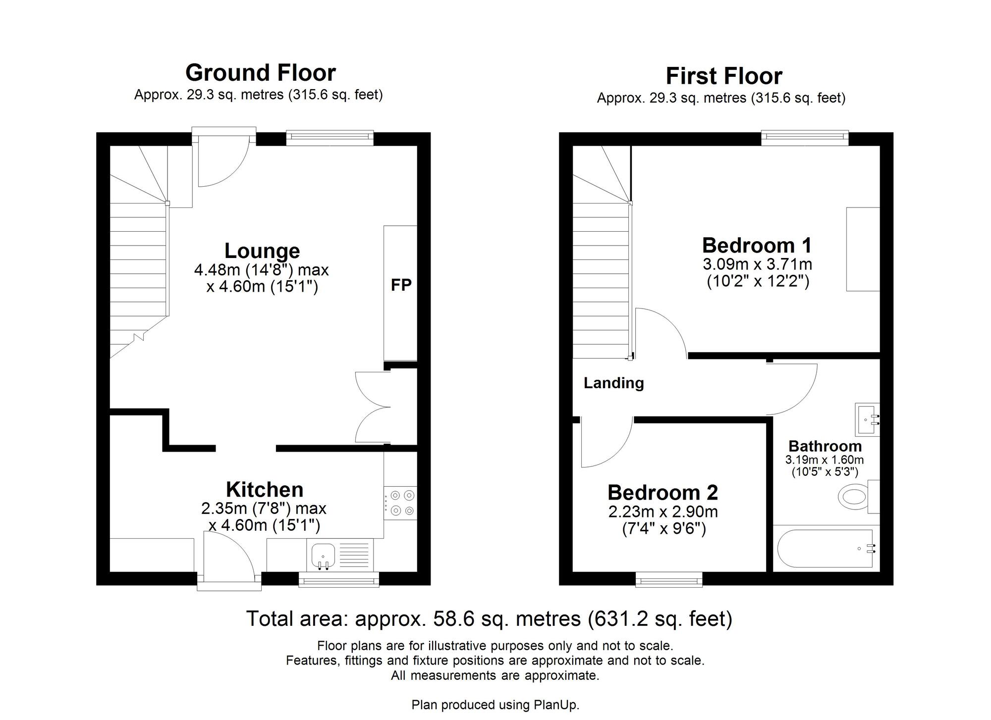 Floorplan of 2 bedroom End Terrace House for sale, Strothers Terrace, High Spen, Tyne and Wear, NE39