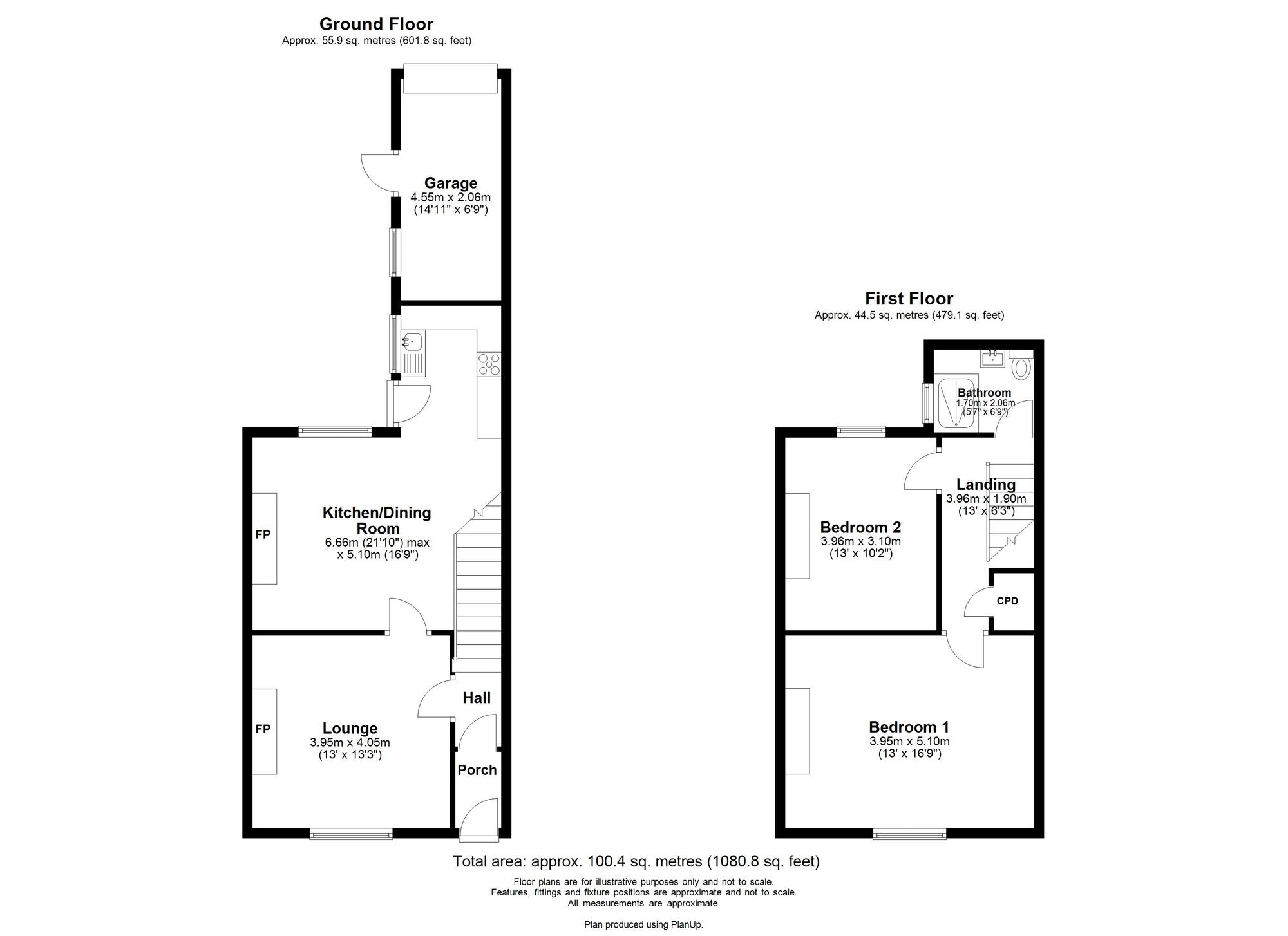 Floorplan of 2 bedroom Mid Terrace House for sale, Cricket Terrace, Burnopfield, Durham, NE16
