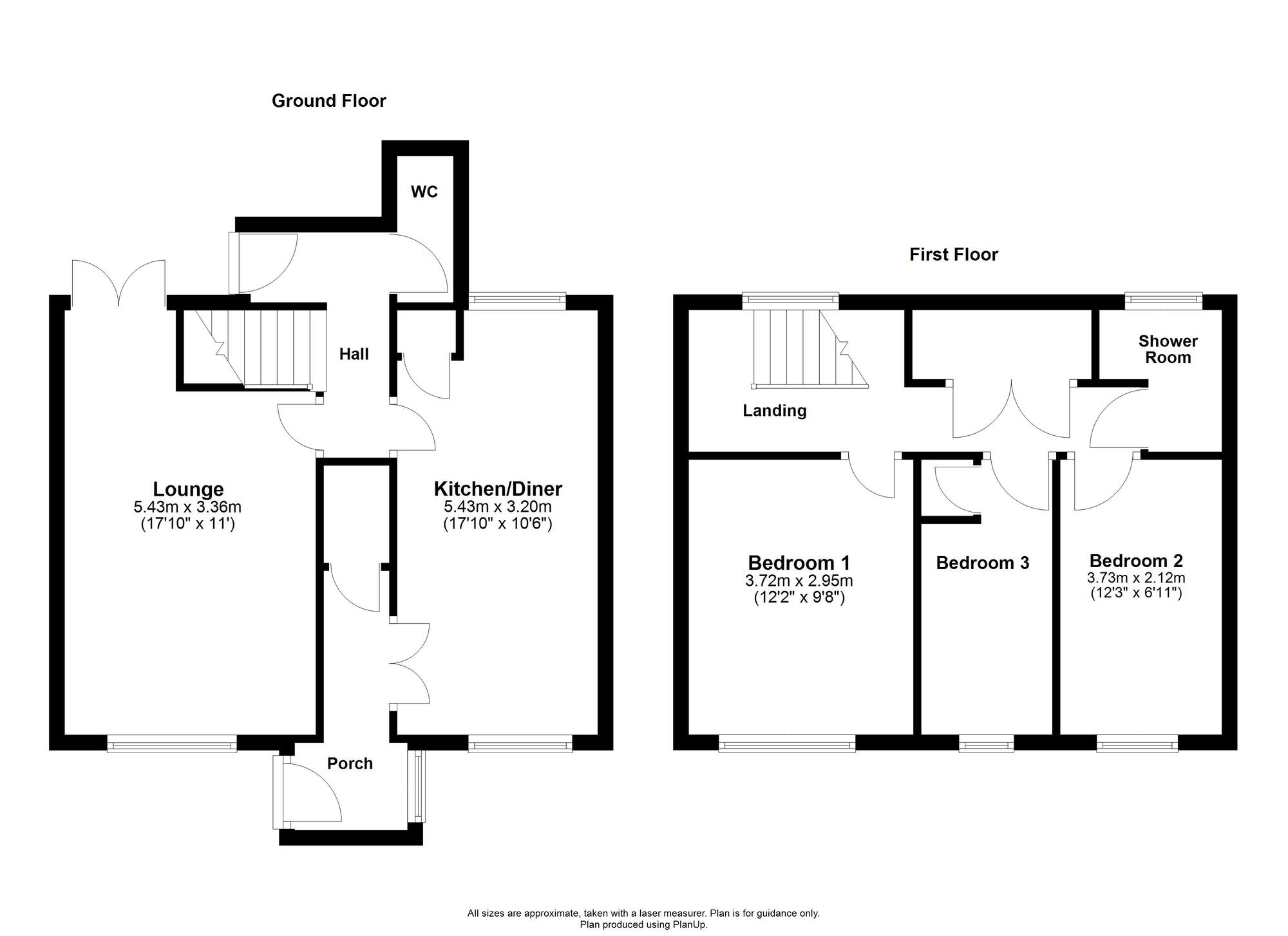 Floorplan of 3 bedroom Mid Terrace House for sale, Hillside Close, Rowlands Gill, Tyne and Wear, NE39