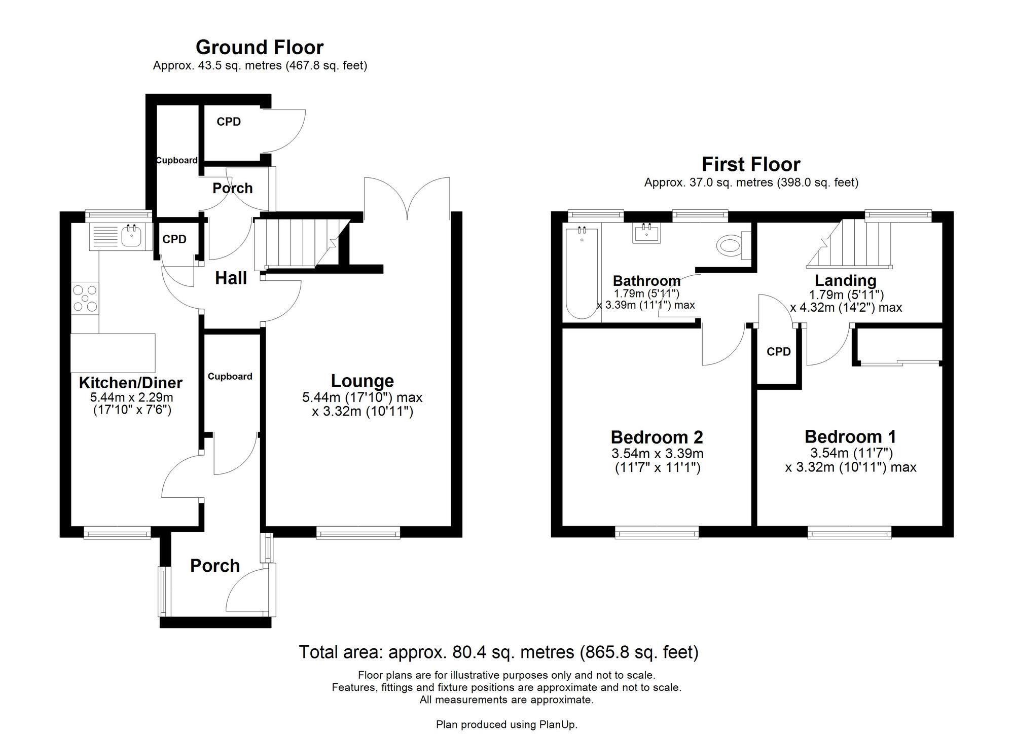 Floorplan of 2 bedroom End Terrace House for sale, Rookswood Gardens, Rowlands Gill, Tyne and Wear, NE39