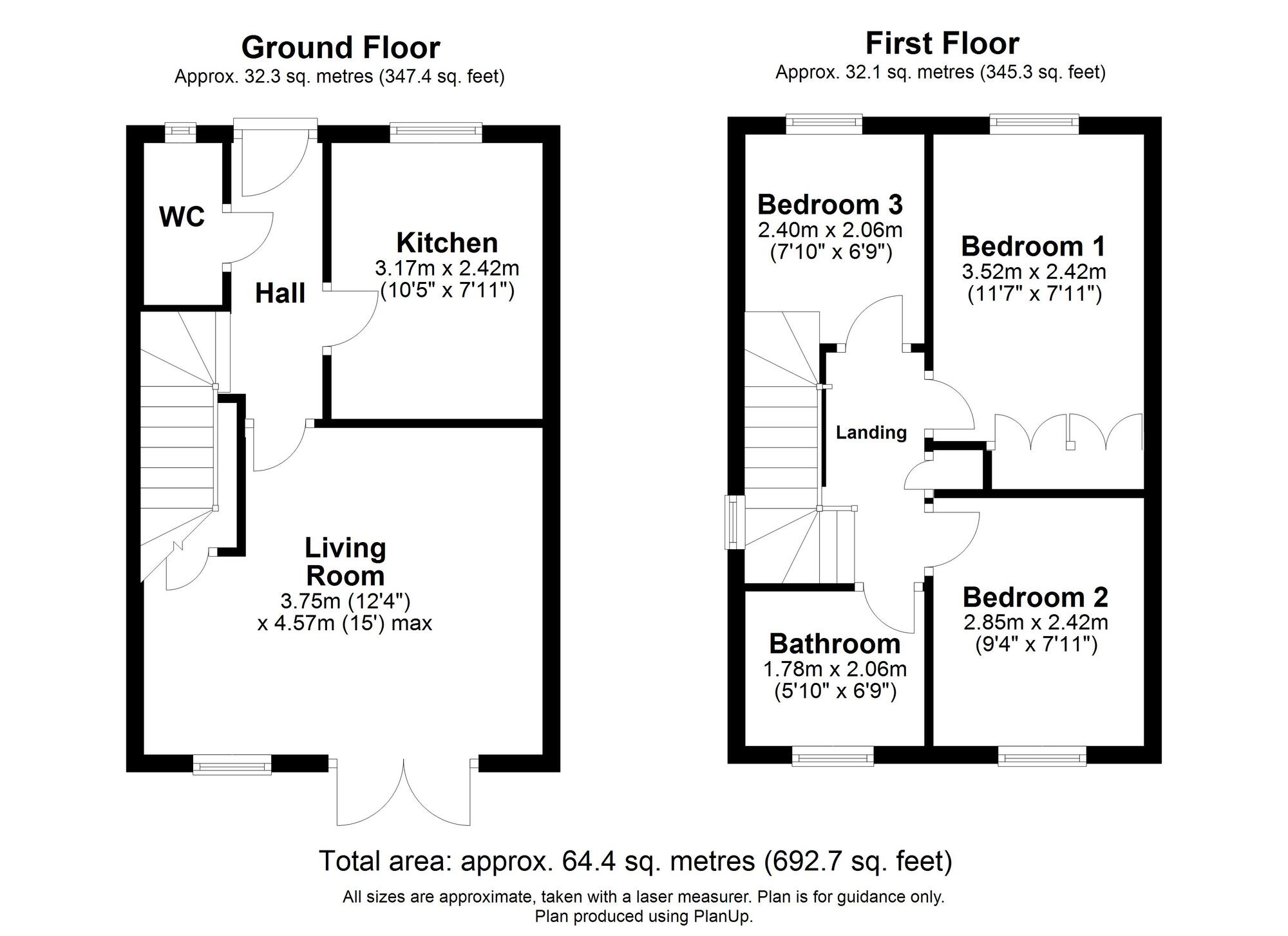 Floorplan of 3 bedroom Semi Detached House to rent, Oakwell Court, Hamsterley Colliery, Durham, NE17