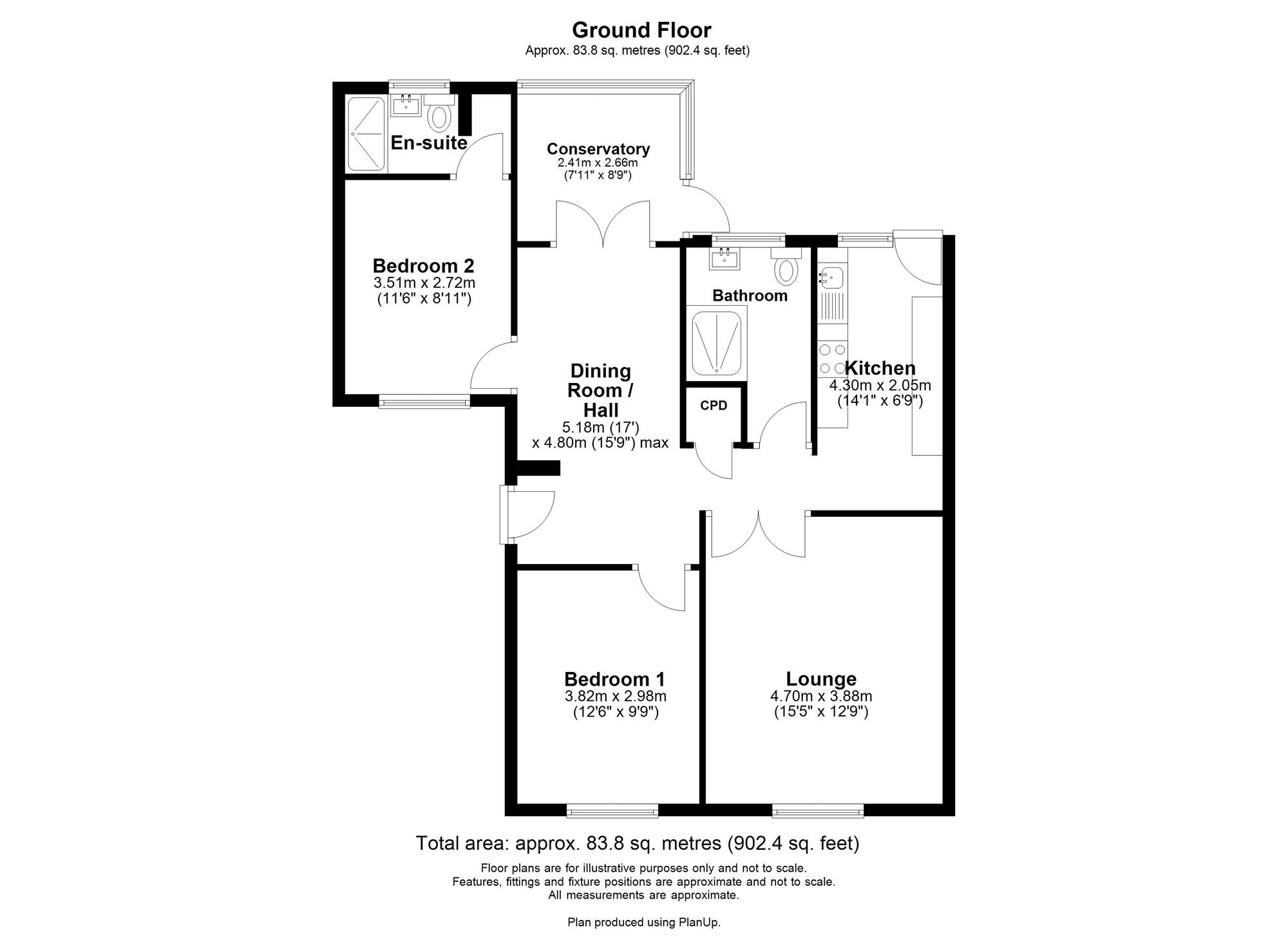 Floorplan of 2 bedroom Semi Detached Bungalow for sale, Spen Burn, High Spen, Tyne and Wear, NE39