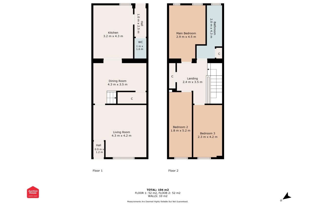 Floorplan of 3 bedroom Mid Terrace House for sale, Ramsay Street, High Spen, Tyne and Wear, NE39