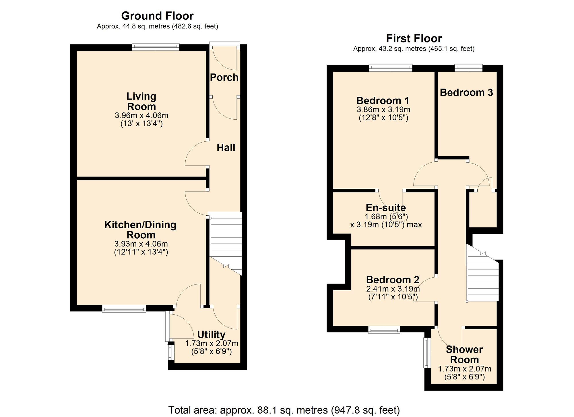 Floorplan of 3 bedroom Mid Terrace House for sale, Eden Avenue, Burnopfield, Durham, NE16