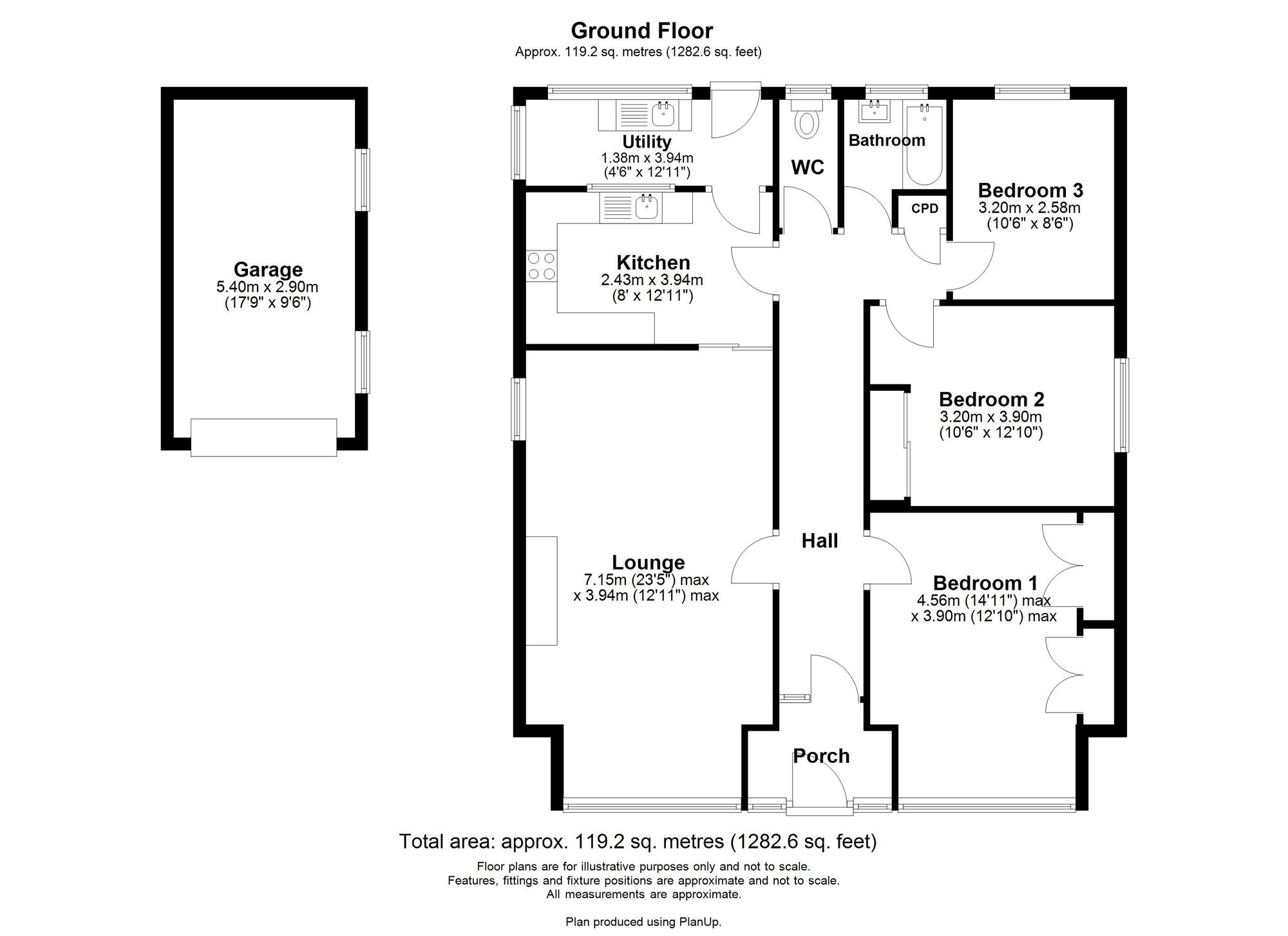 Floorplan of 3 bedroom Detached Bungalow for sale, The Leazes, Newcastle upon Tyne, Durham, NE16