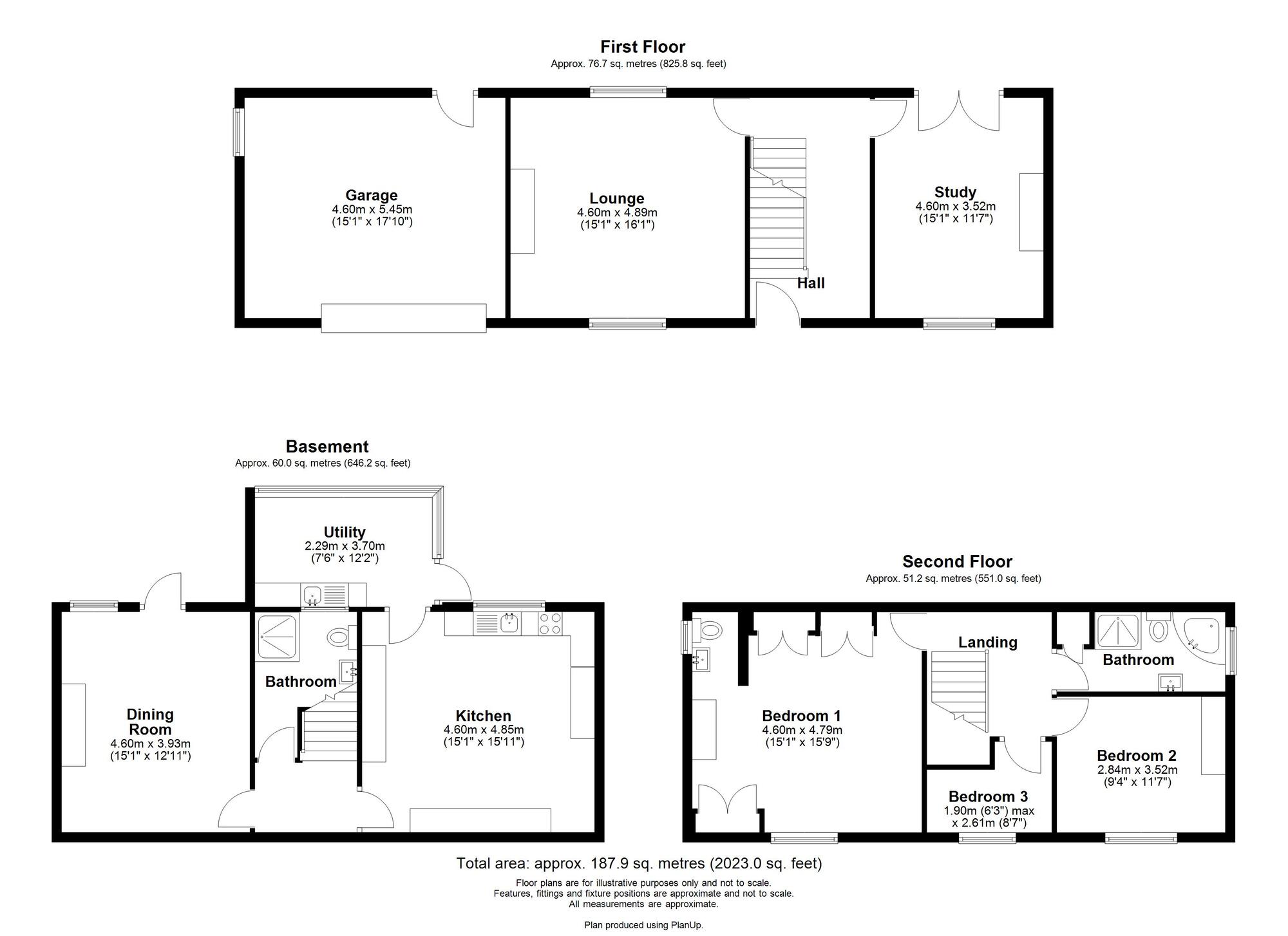 Floorplan of 3 bedroom Detached House for sale, Grove Terrace, Burnopfield, Durham, NE16
