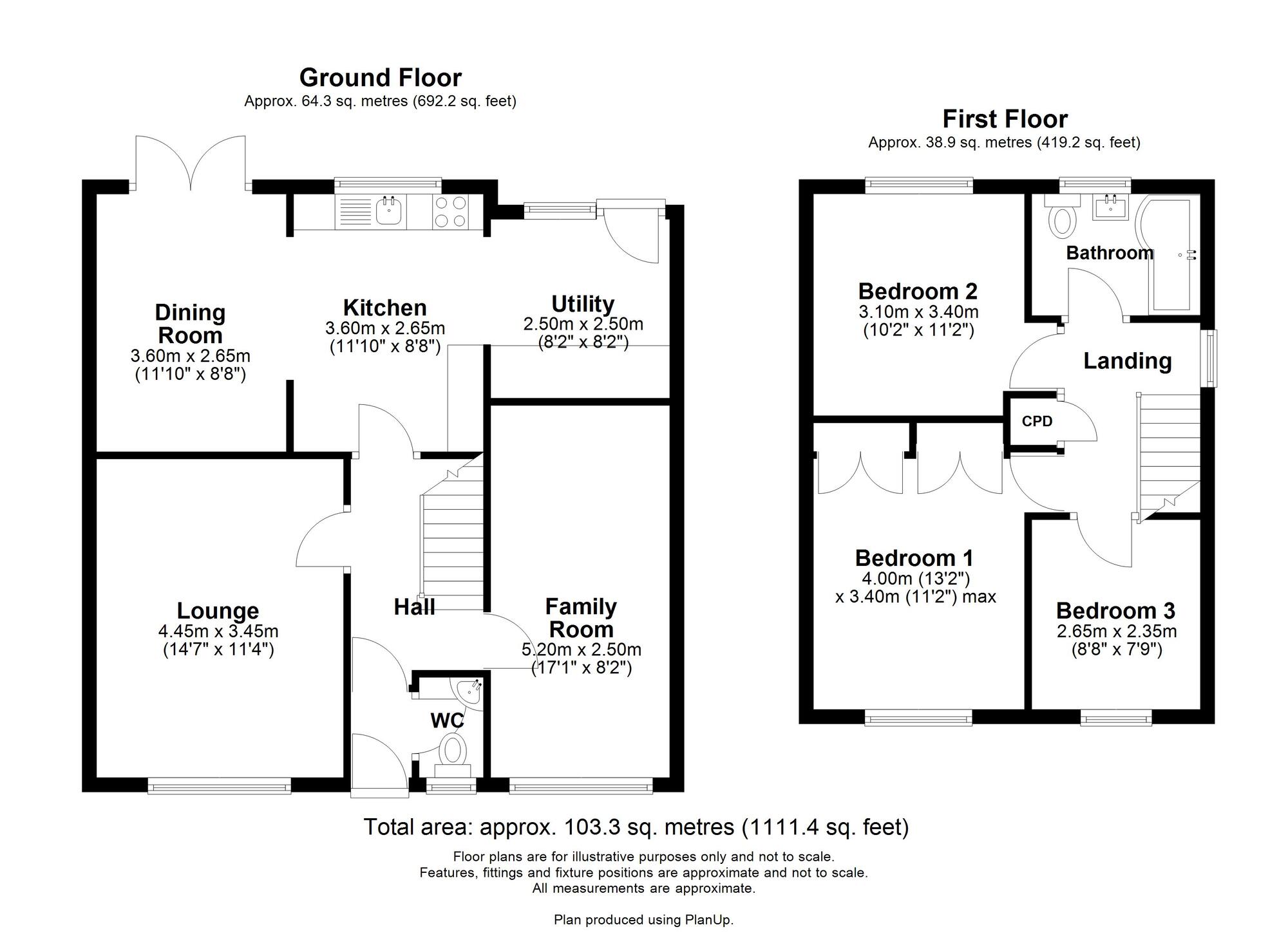 Floorplan of 3 bedroom Detached House for sale, Woodlands Close, High Spen, Tyne and Wear, NE39