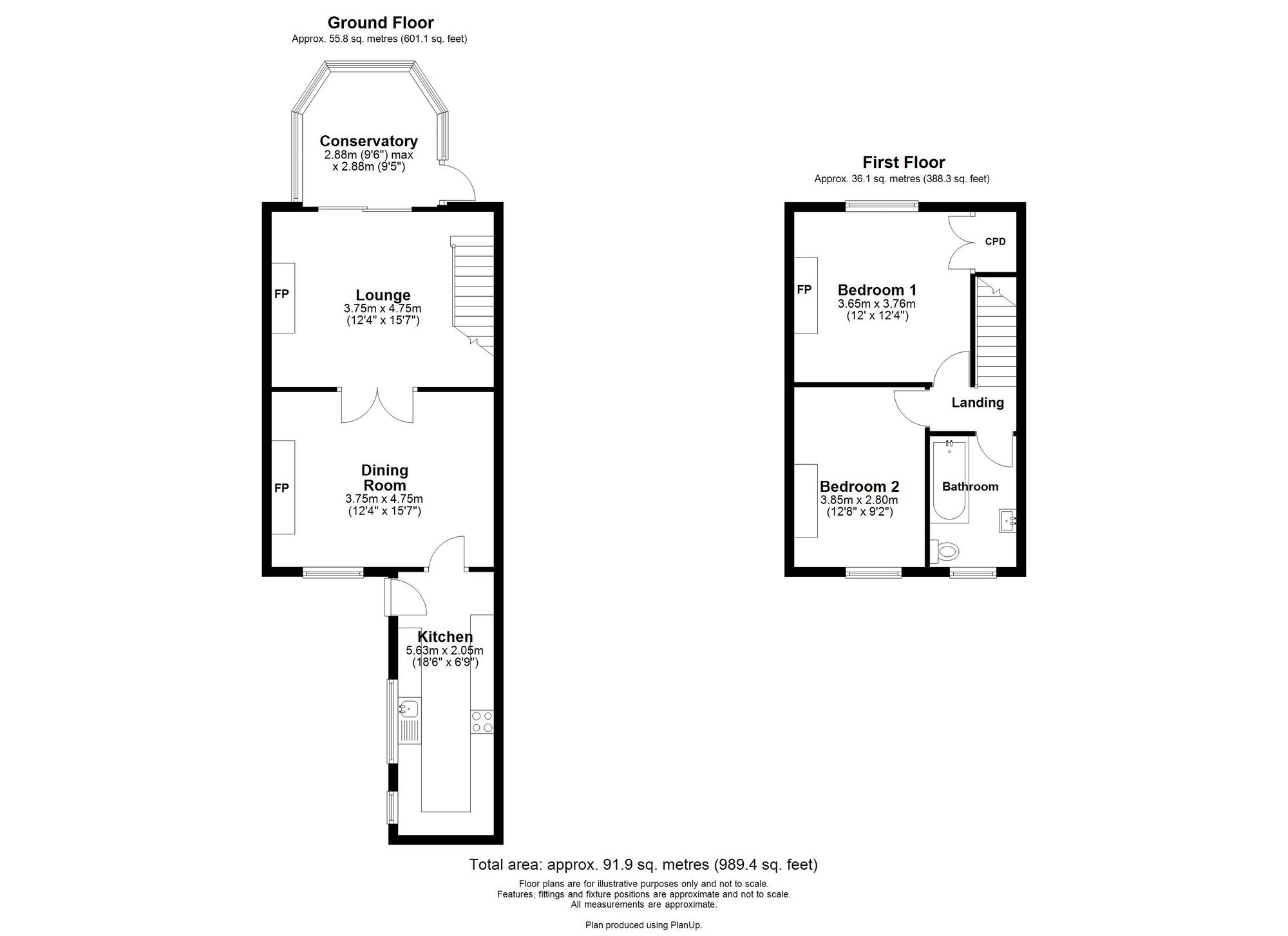Floorplan of 2 bedroom Mid Terrace House for sale, Robert Terrace, High Spen, Tyne and Wear, NE39