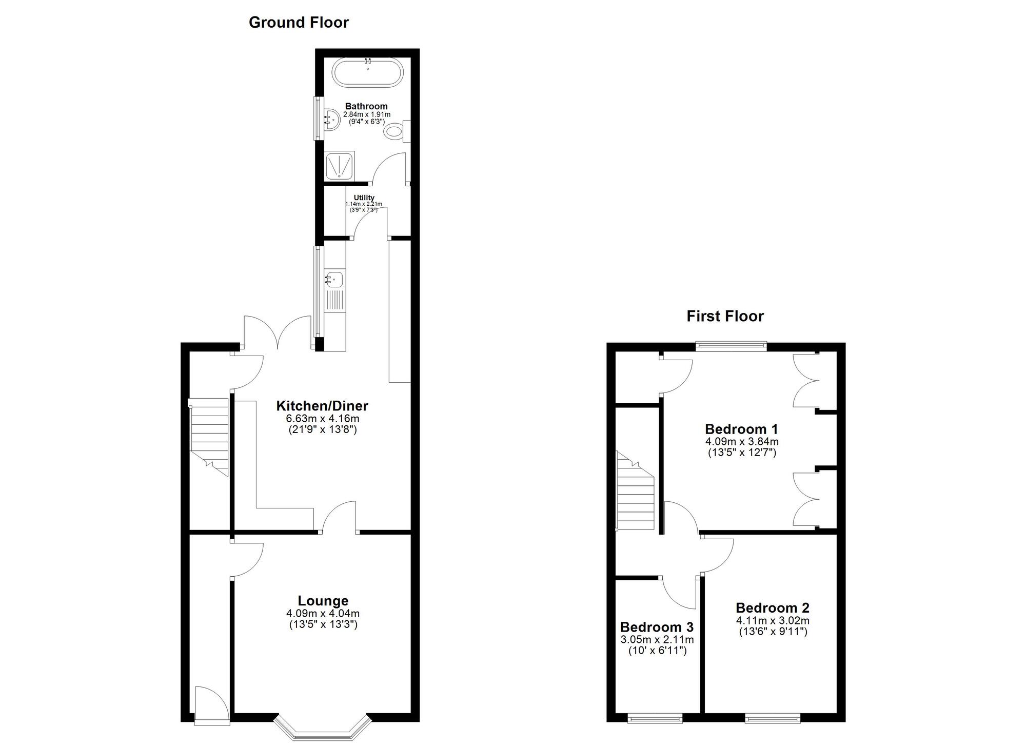 Floorplan of 3 bedroom Mid Terrace House for sale, Paradise Lane, Peterlee, Durham, SR8