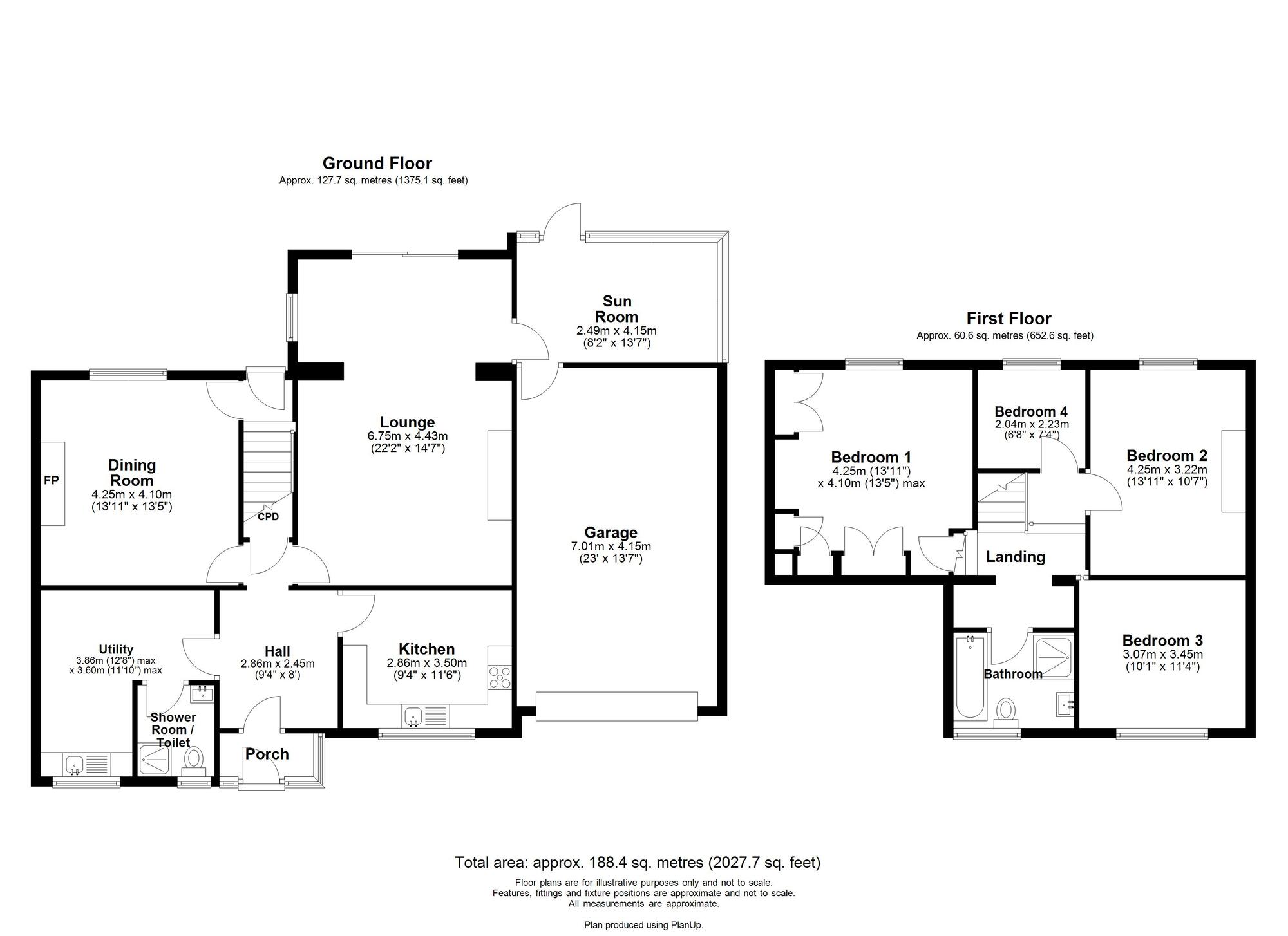 Floorplan of 3 bedroom Detached House for sale, Smailes Lane, Rowlands Gill, Tyne and Wear, NE39