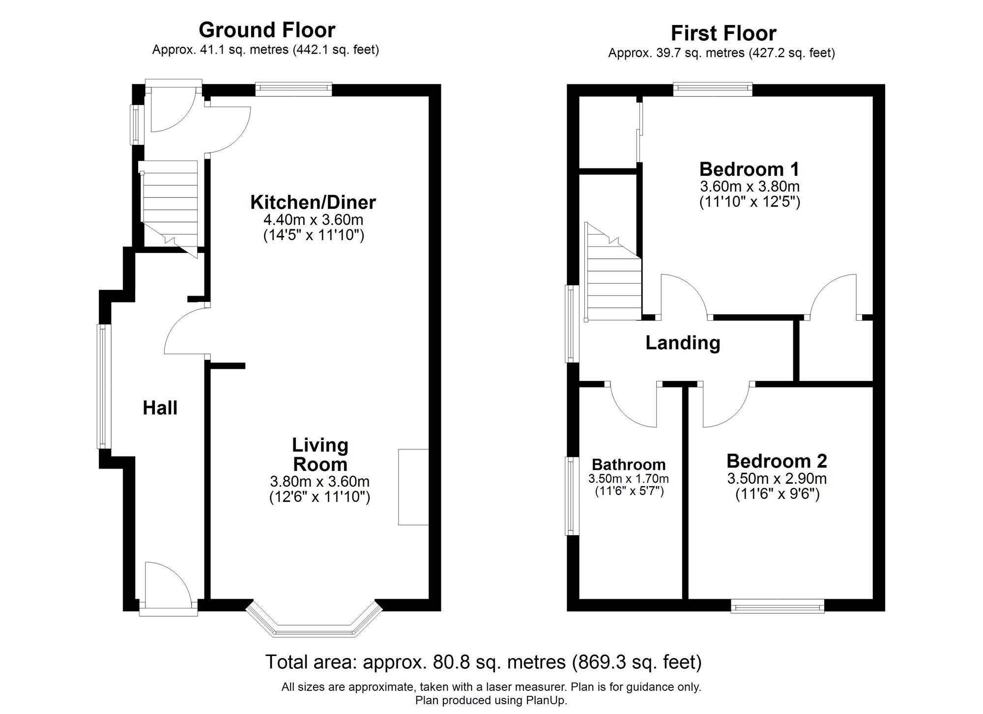 Floorplan of 2 bedroom Semi Detached House for sale, Orchard Road, Rowlands Gill, Tyne and Wear, NE39