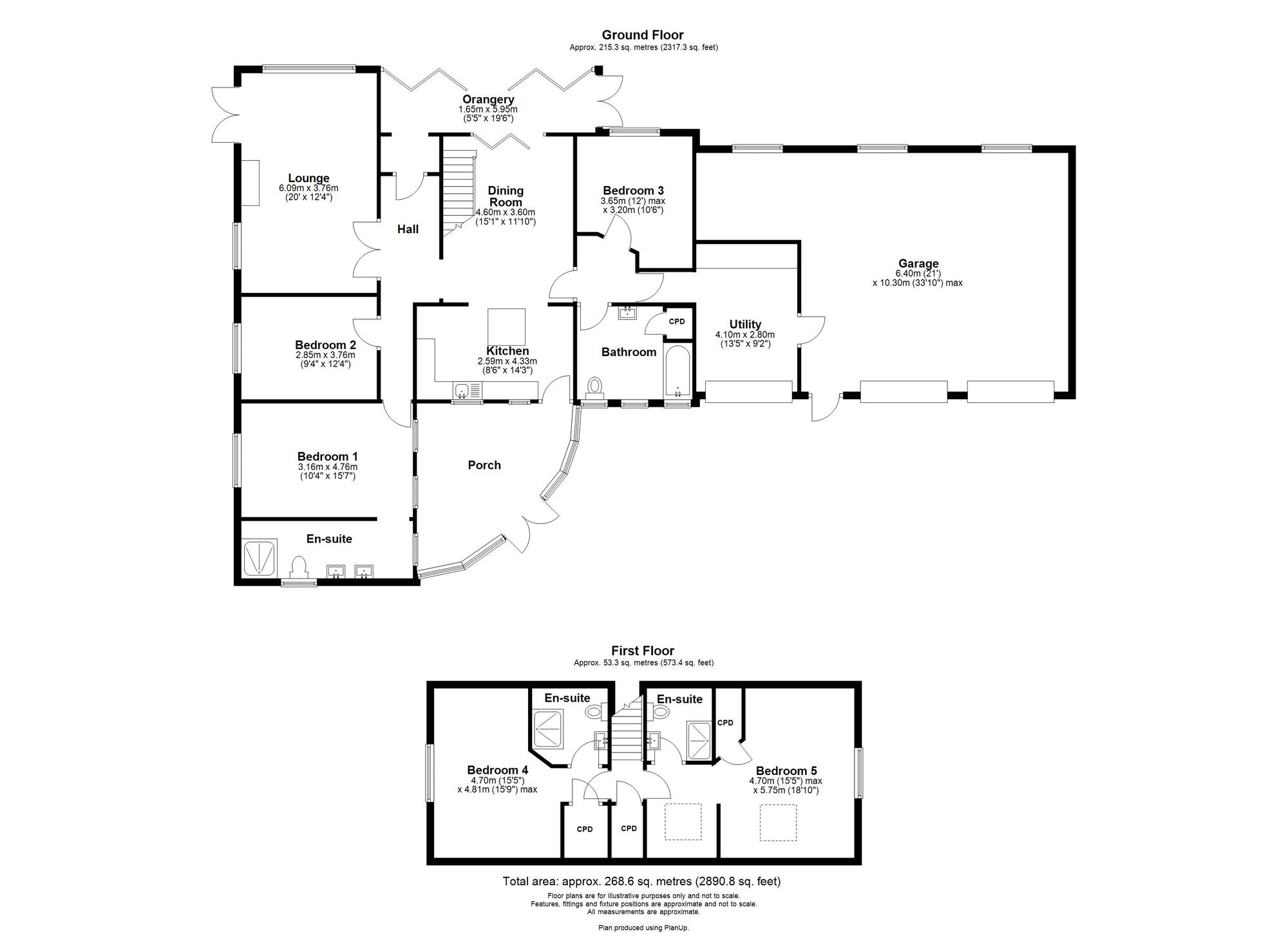 Floorplan of 5 bedroom Detached Bungalow for sale, Long Close Road, Hamsterley Mill, Durham, NE39