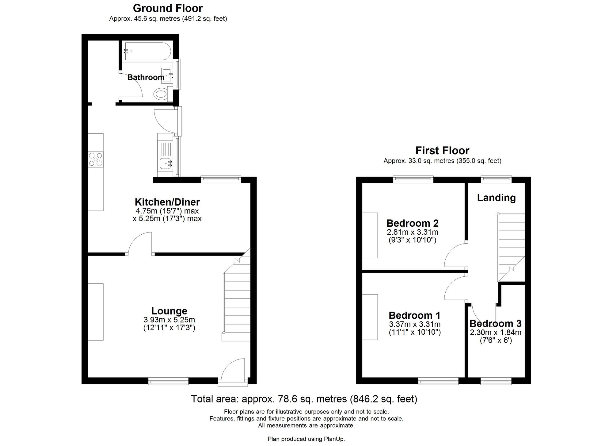 Floorplan of 3 bedroom Mid Terrace House for sale, Burnop Terrace, Rowlands Gill, Tyne and Wear, NE39