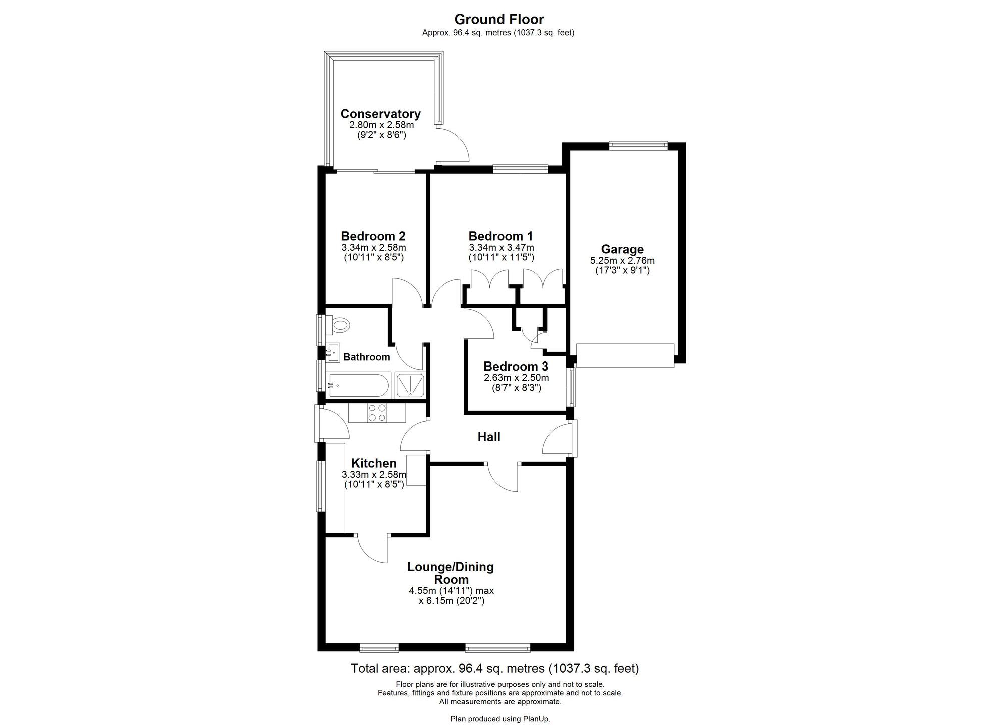 Floorplan of 3 bedroom Detached Bungalow for sale, Towneley Fields, Rowlands Gill, Tyne and Wear, NE39