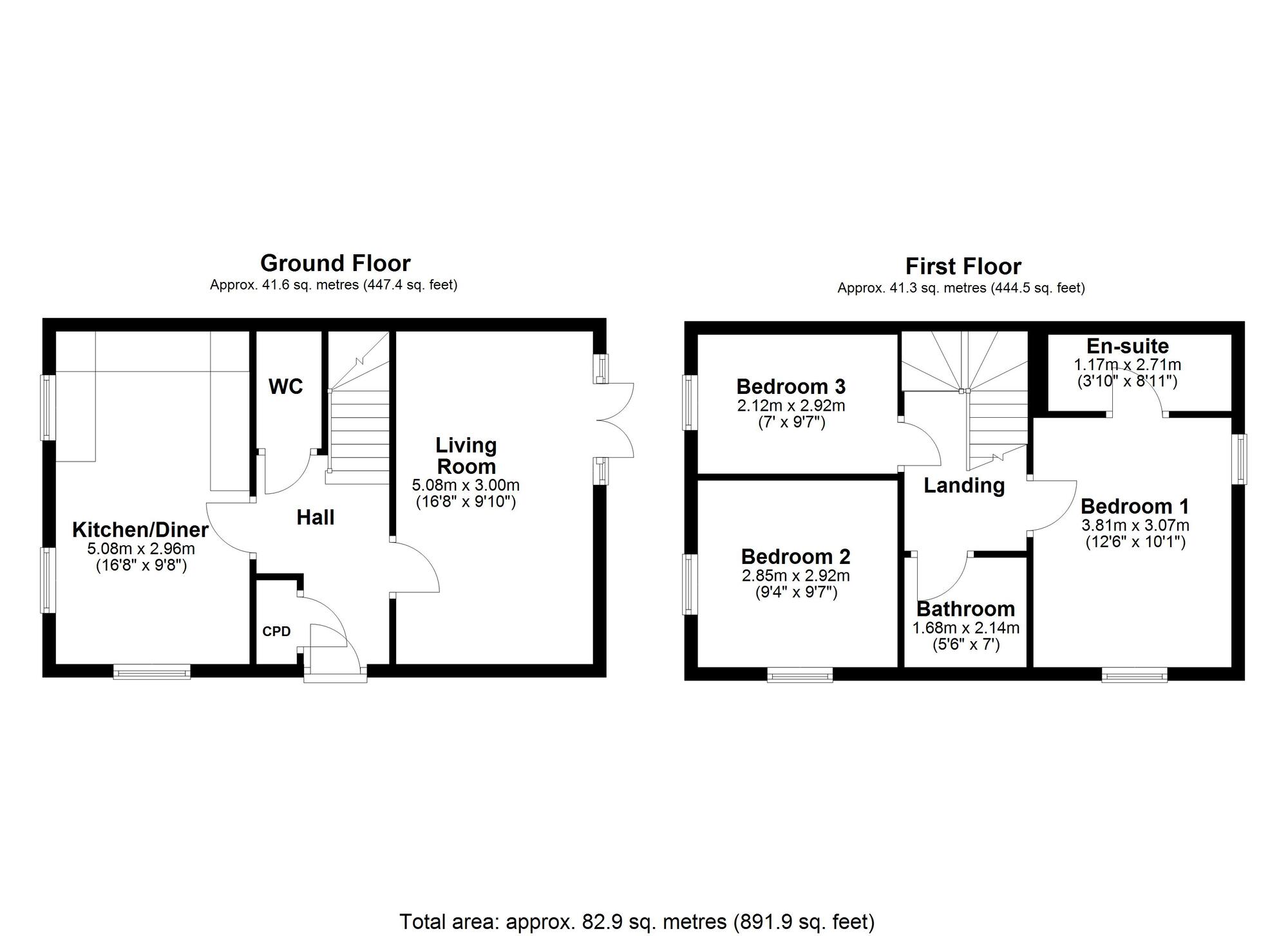 Floorplan of 3 bedroom End Terrace House to rent, Argus Gardens, Ryton, Tyne and Wear, NE40