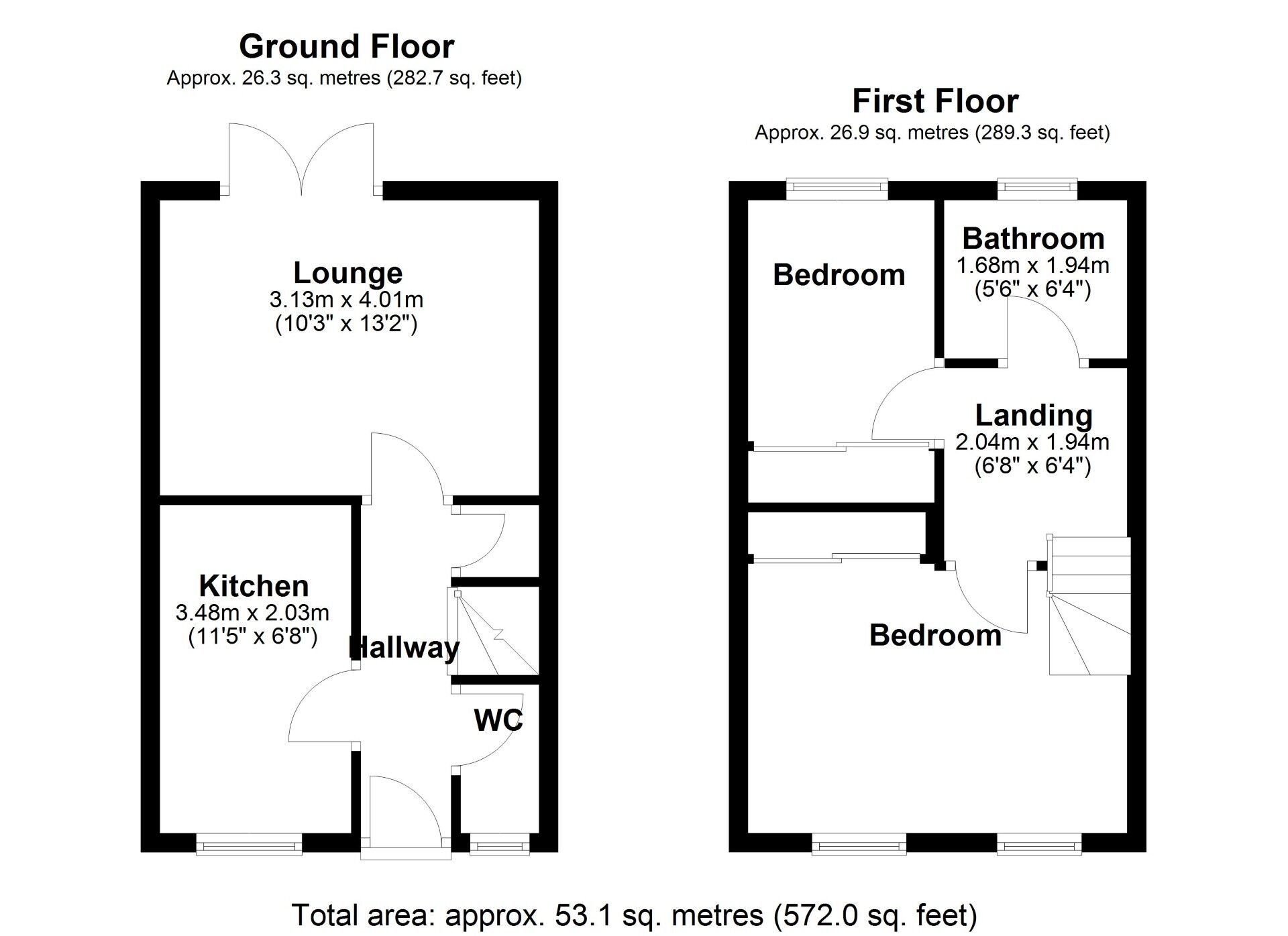 Floorplan of 2 bedroom Mid Terrace House for sale, Dobson Close, High Spen, Tyne and Wear, NE39