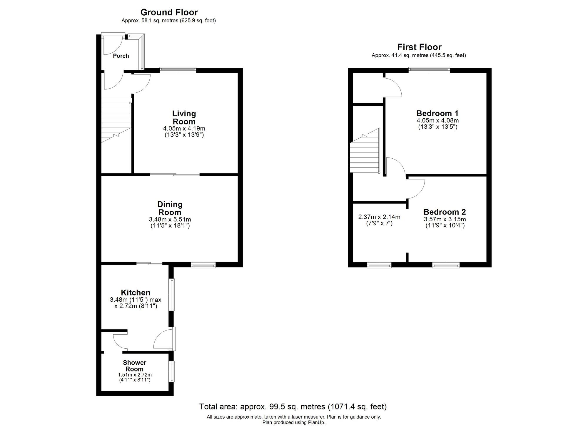 Floorplan of 2 bedroom Mid Terrace House for sale, Cooperative Terrace, High Spen, Tyne and Wear, NE39
