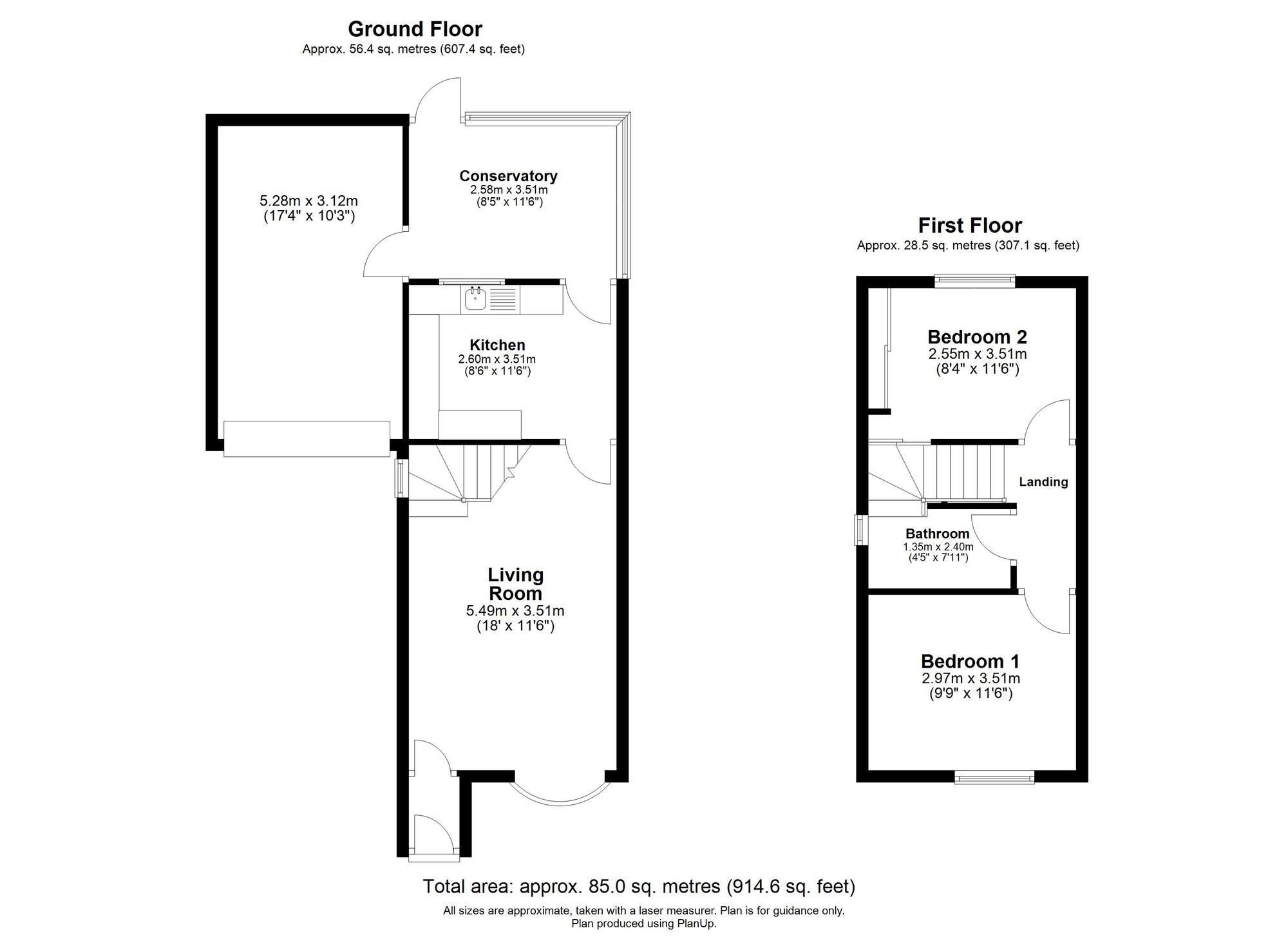 Floorplan of 2 bedroom Semi Detached House for sale, Spen Burn, High Spen, Tyne and Wear, NE39