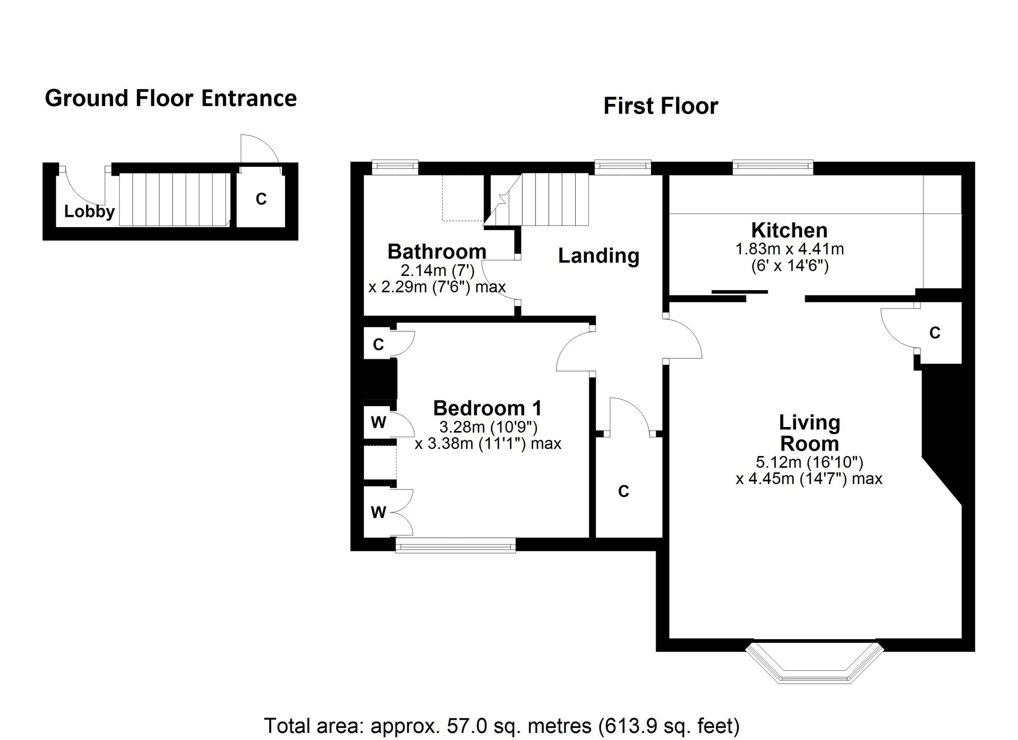 Floorplan of 1 bedroom Flat to rent, The Crescent, Rowlands Gill, Tyne and Wear, NE39