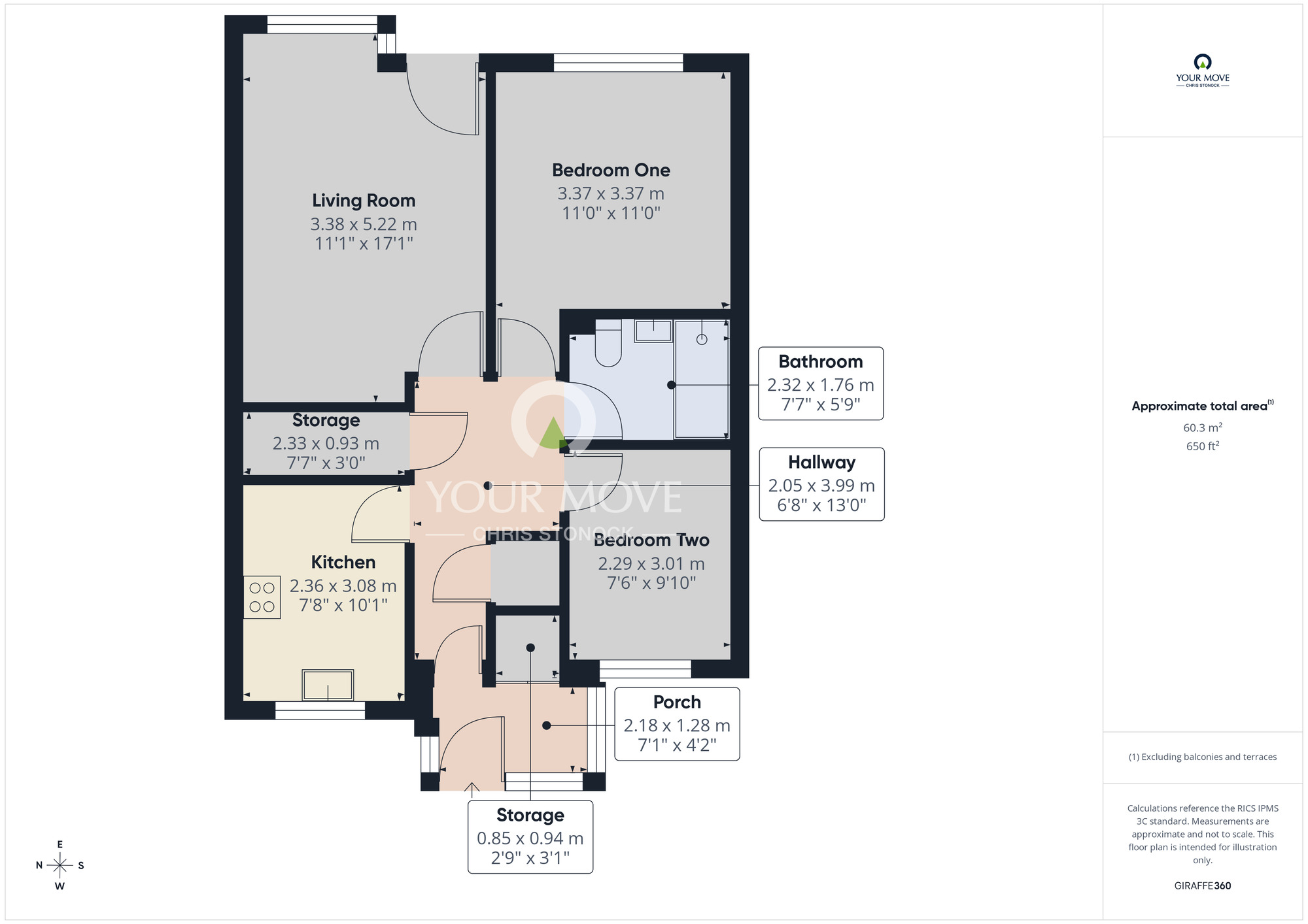 Floorplan of 2 bedroom Semi Detached Bungalow for sale, Hollydene, Rowlands Gill, Tyne and Wear, NE39