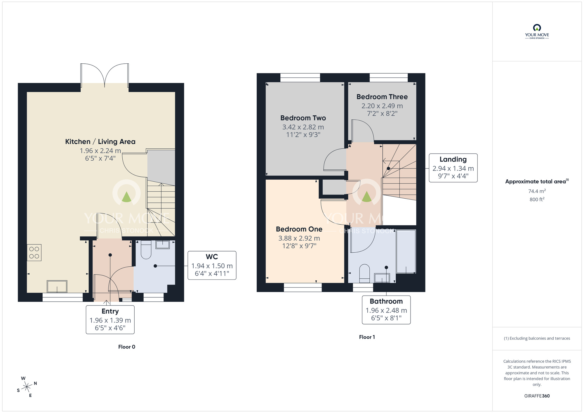 Floorplan of 3 bedroom Mid Terrace House for sale, Brockwell Road, High Spen, Tyne and Wear, NE39