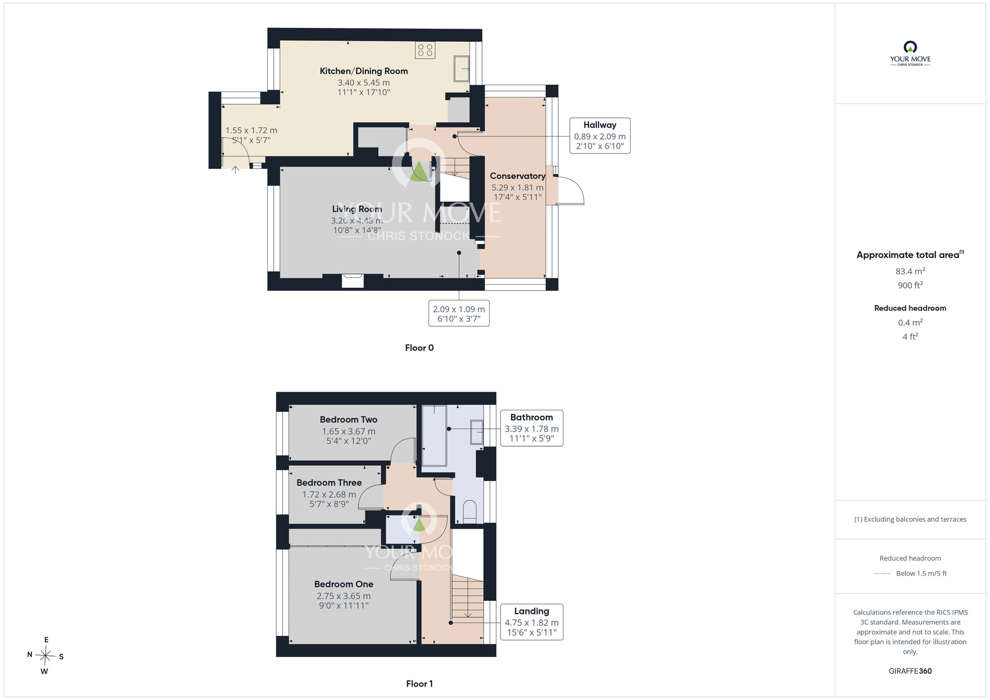 Floorplan of 3 bedroom Semi Detached House for sale, Thornfield Place, Rowlands Gill, Tyne and Wear, NE39