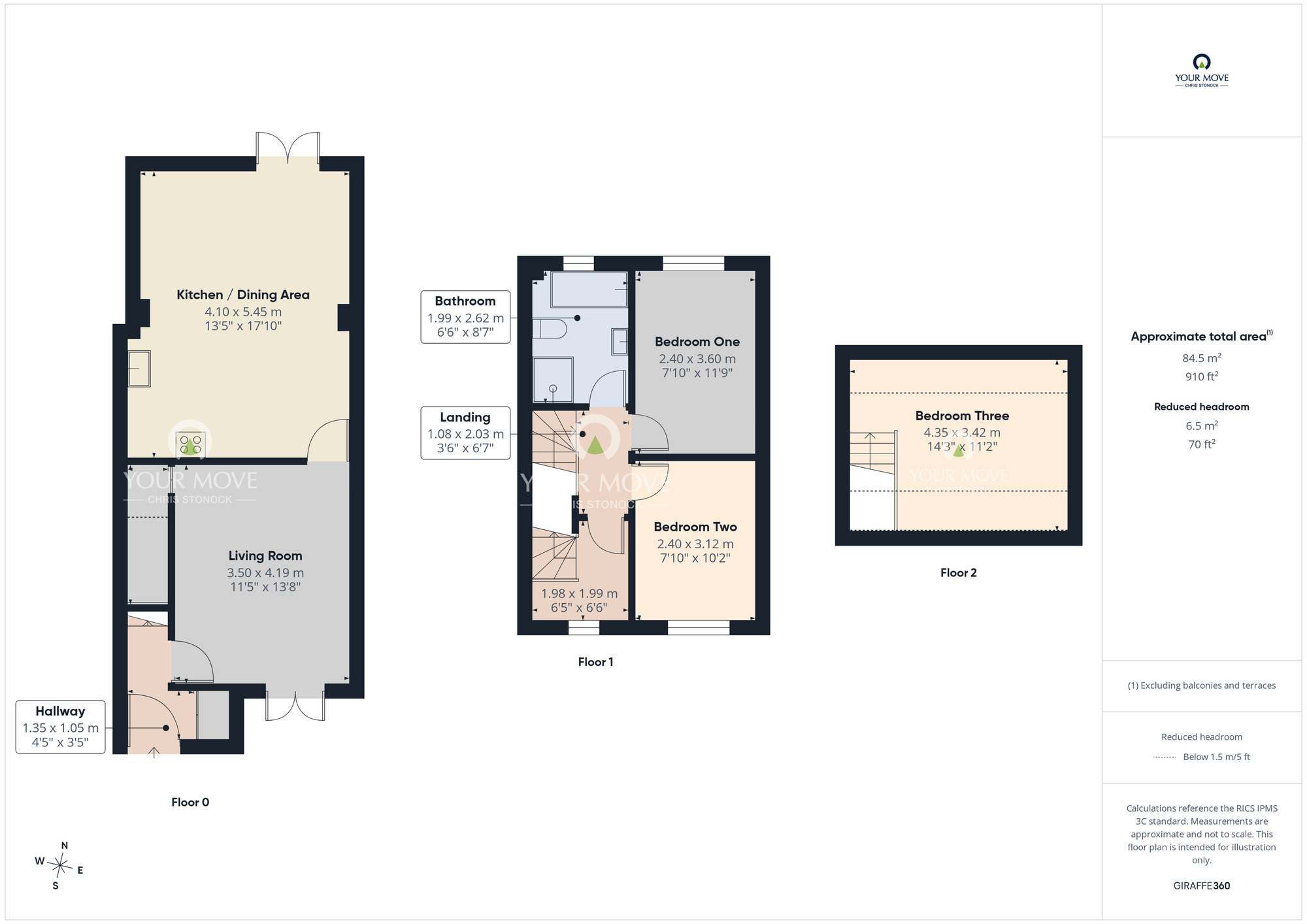 Floorplan of 3 bedroom Mid Terrace House to rent, Crathorne Court, Burnopfield, Durham, NE16