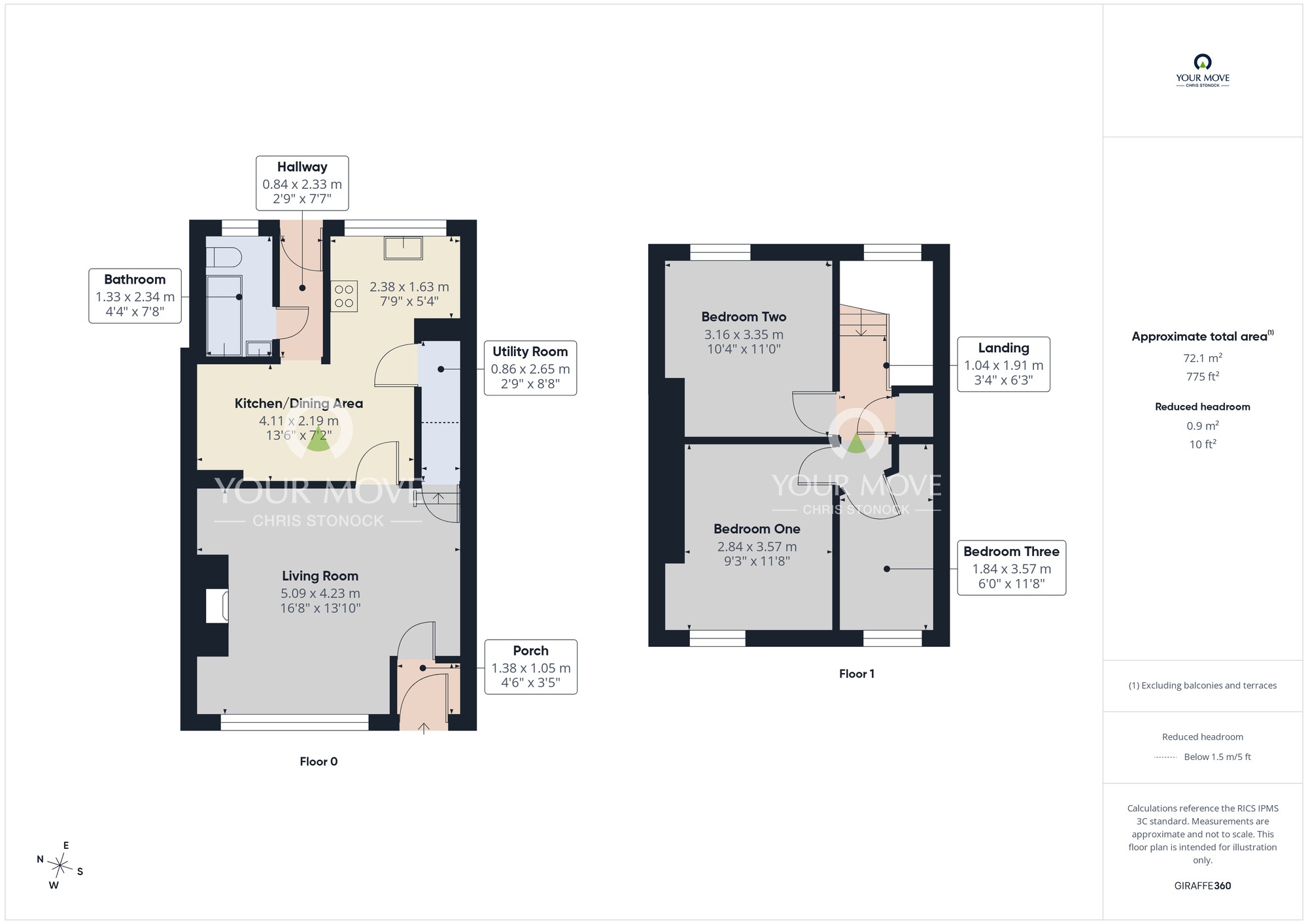 Floorplan of 3 bedroom Mid Terrace House to rent, Alloy Terrace, Highfield, Tyne and Wear, NE39
