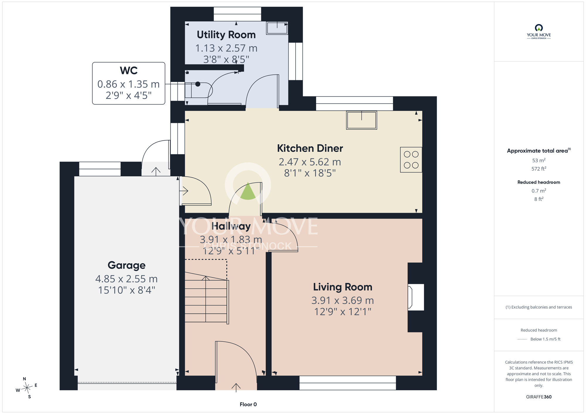 Floorplan of 3 bedroom Link Detached House for sale, Stewartsfield, Rowlands Gill, Tyne and Wear, NE39