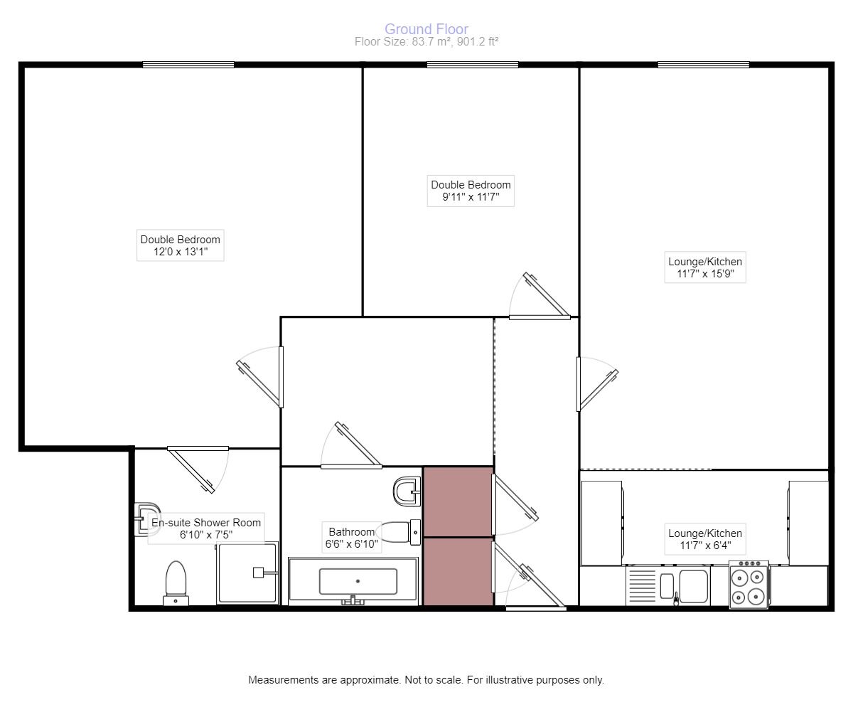Floorplan of 2 bedroom Flat to rent, Quartz Way, Sittingbourne, Kent, ME10