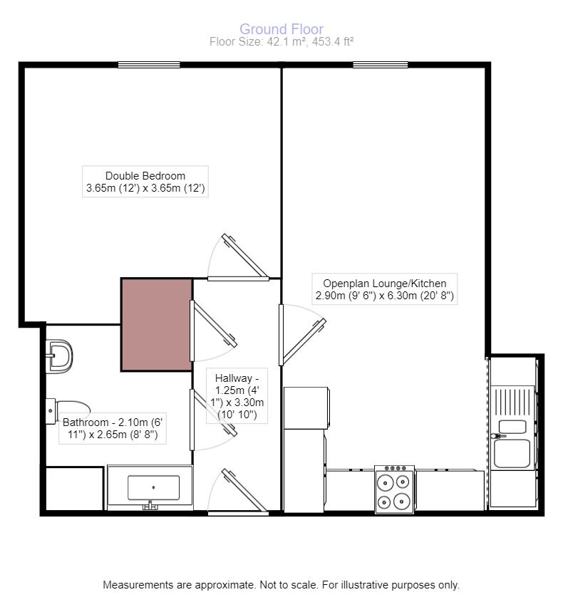 Floorplan of 1 bedroom Flat to rent, Quartz Way, Sittingbourne, Kent, ME10