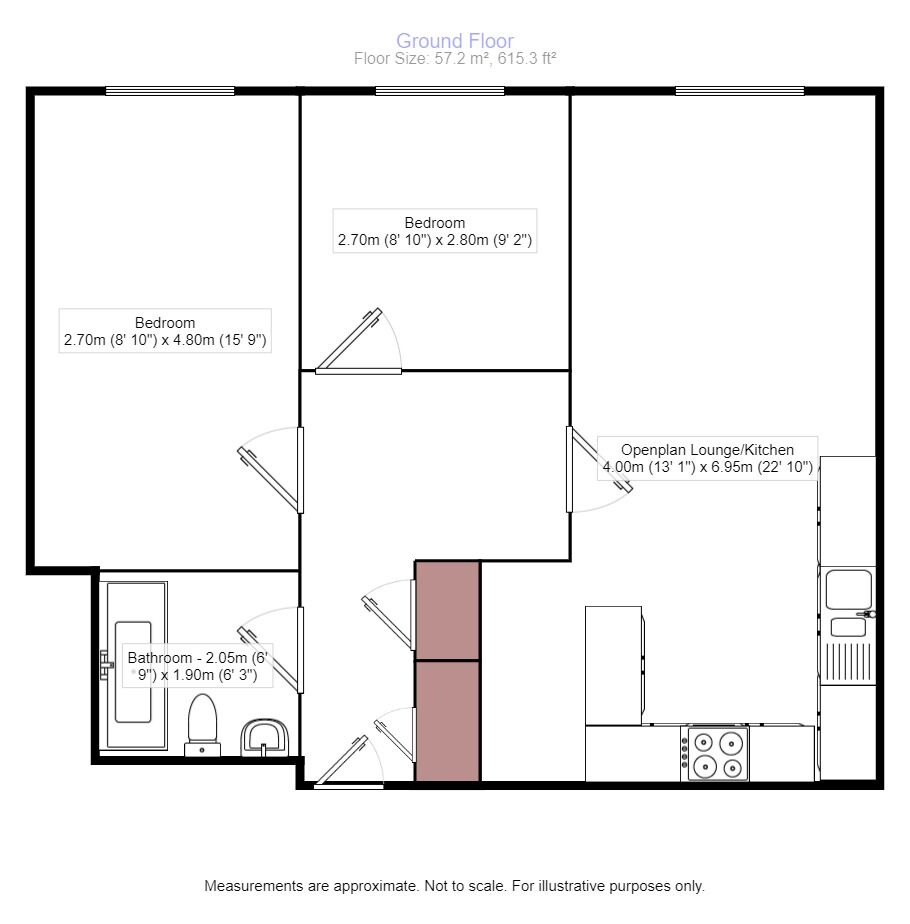 Floorplan of 2 bedroom Flat to rent, Quartz Way, Sittingbourne, Kent, ME10