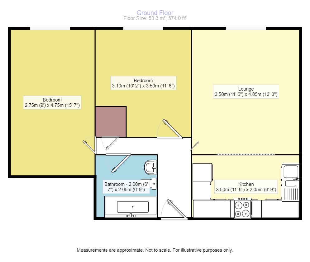 Floorplan of 2 bedroom Flat to rent, Quartz Way, Sittingbourne, Kent, ME10
