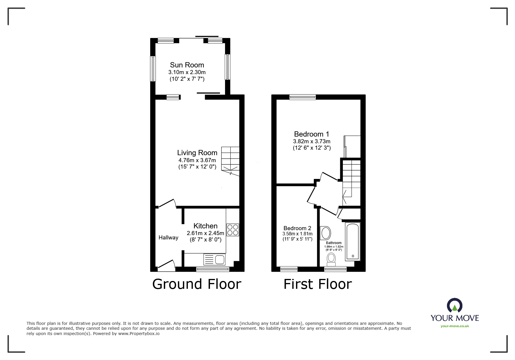 Floorplan of 2 bedroom Mid Terrace House for sale, Cricketers Close, Kemsley, Kent, ME10