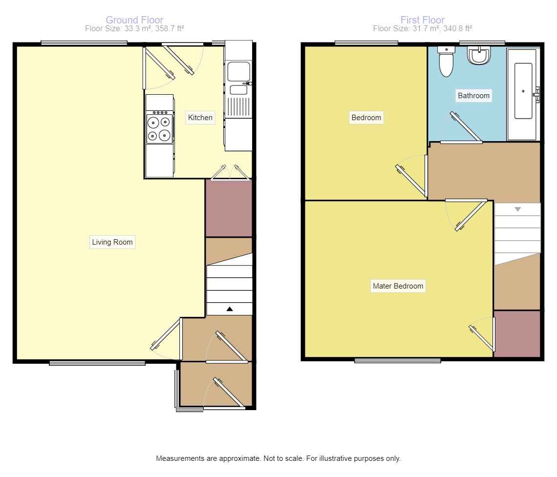 Floorplan of 2 bedroom Mid Terrace House for sale, Ambleside, Sittingbourne, Kent, ME10