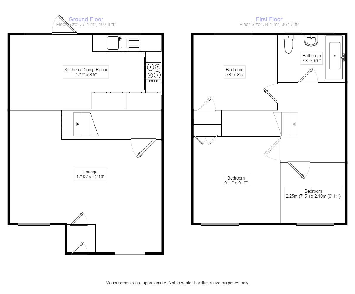 Floorplan of 3 bedroom Mid Terrace House to rent, Sunnybank, Murston, Kent, ME10