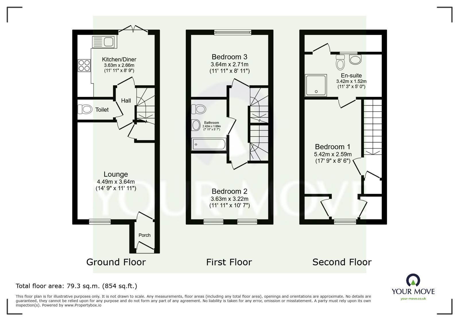 Floorplan of 3 bedroom End Terrace House for sale, Peach Blossom Drive, Iwade, Kent, ME9
